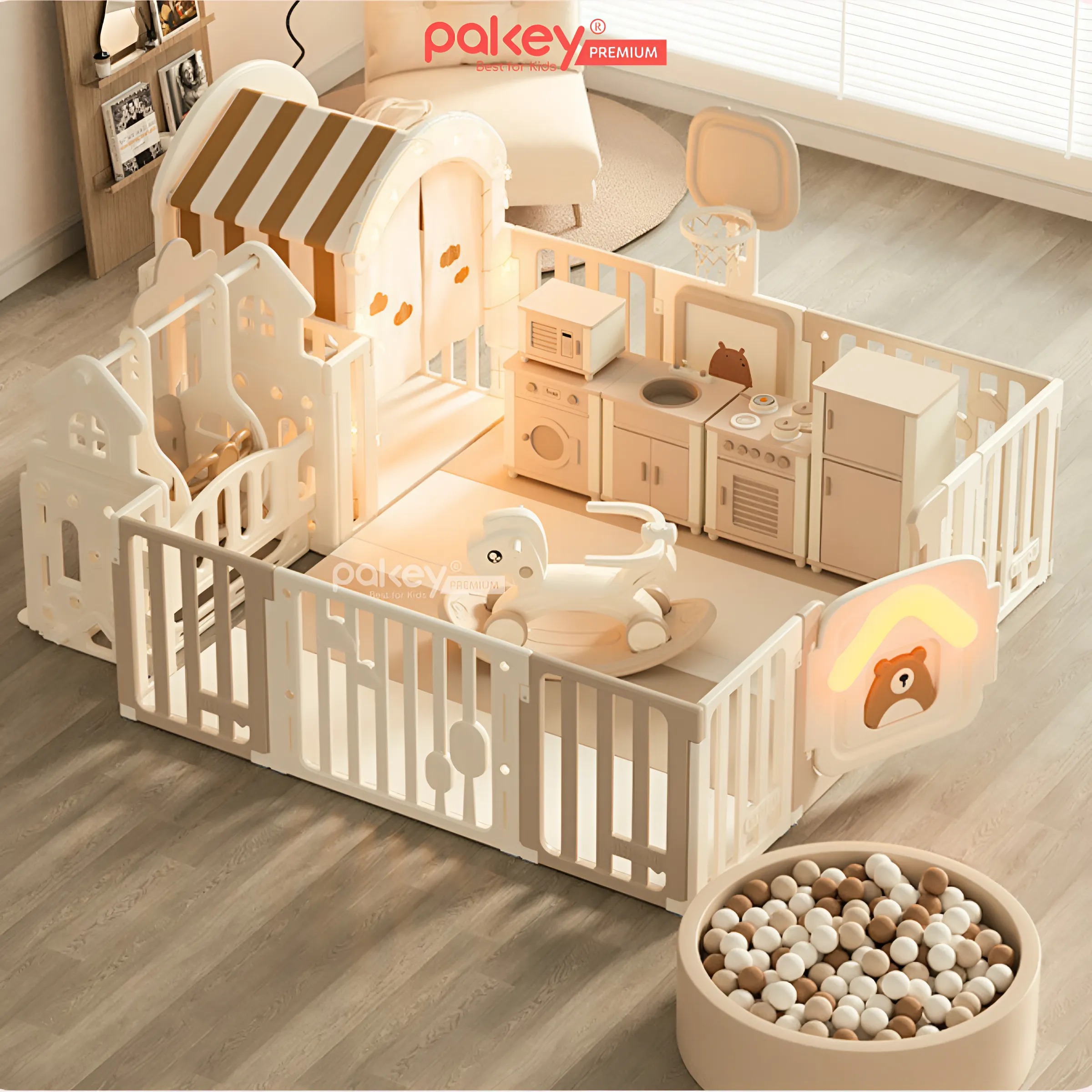 Mô tả Quây Cũi Nhựa Full PAKEY Gấu Mặt Trăng Tích Hợp Nhiều Trò Chơi Cho Bé, Chiều Cao Vượt Trội 65cm - Bảo Hành Trọn Đời - 11