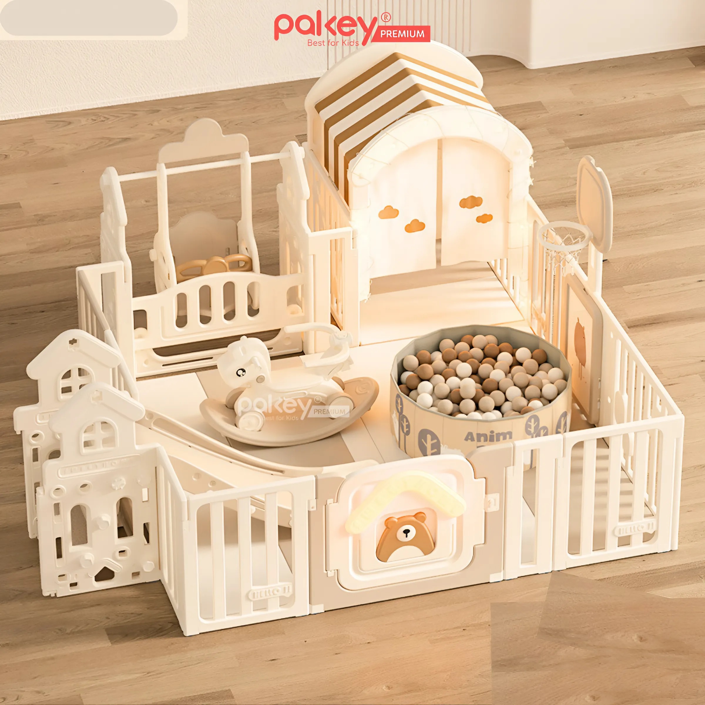 Mô tả Quây Cũi Nhựa Full PAKEY Gấu Mặt Trăng Tích Hợp Nhiều Trò Chơi Cho Bé, Chiều Cao Vượt Trội 65cm - Bảo Hành Trọn Đời - 12