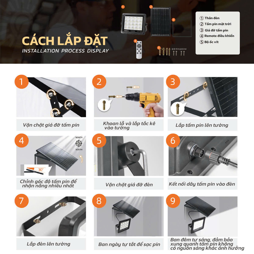 Đèn năng lượng mặt trời MODI SOLAR lắp đặt