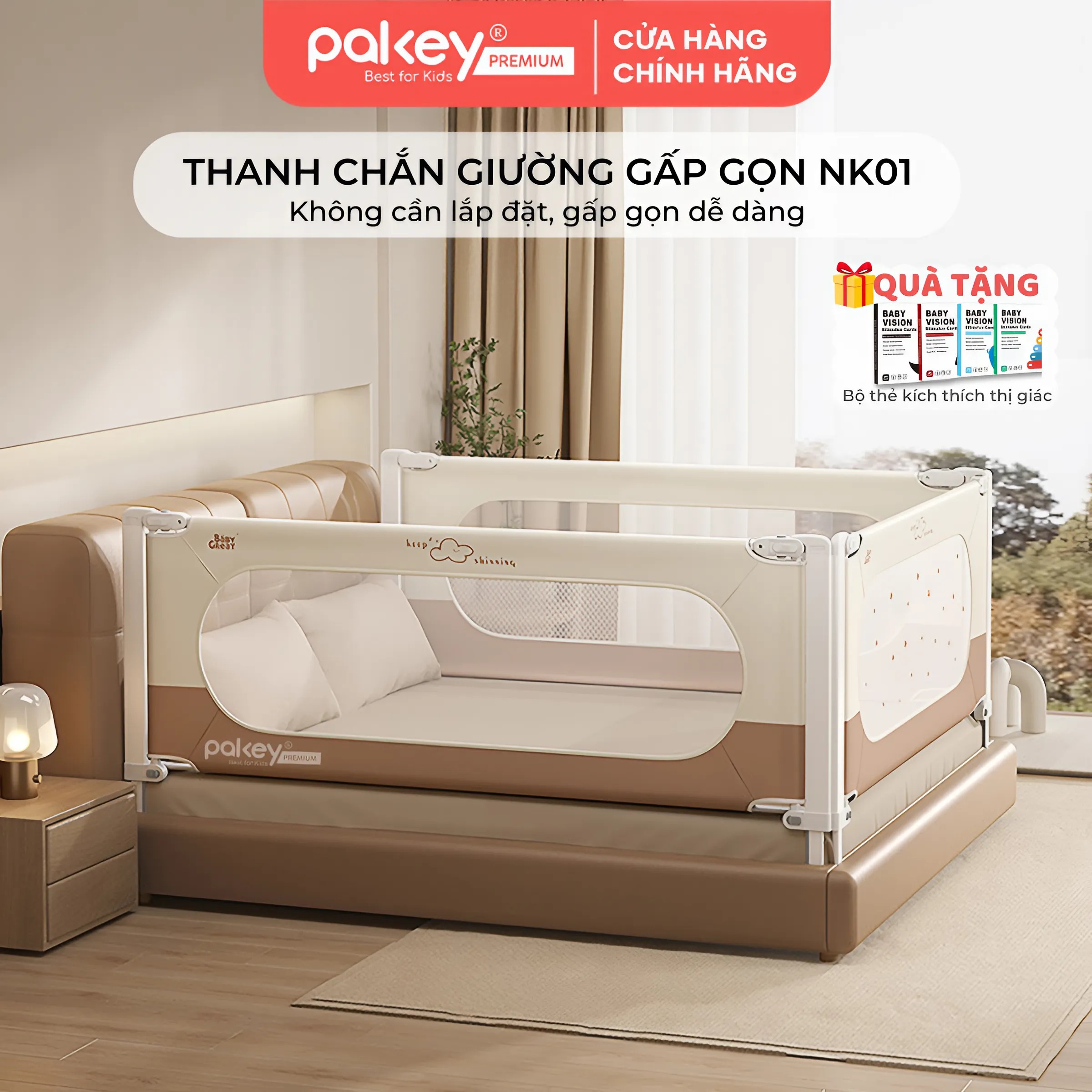 Mô tả Thanh Chắn Giường Gấp Gọn PAKEY NK01 Thiết Kế Nâng Cấp Không Cần Lắp Đặt Chắc Chắn Cho Bé, Chặn Giường Nâng Hạ 1 Bên - 1