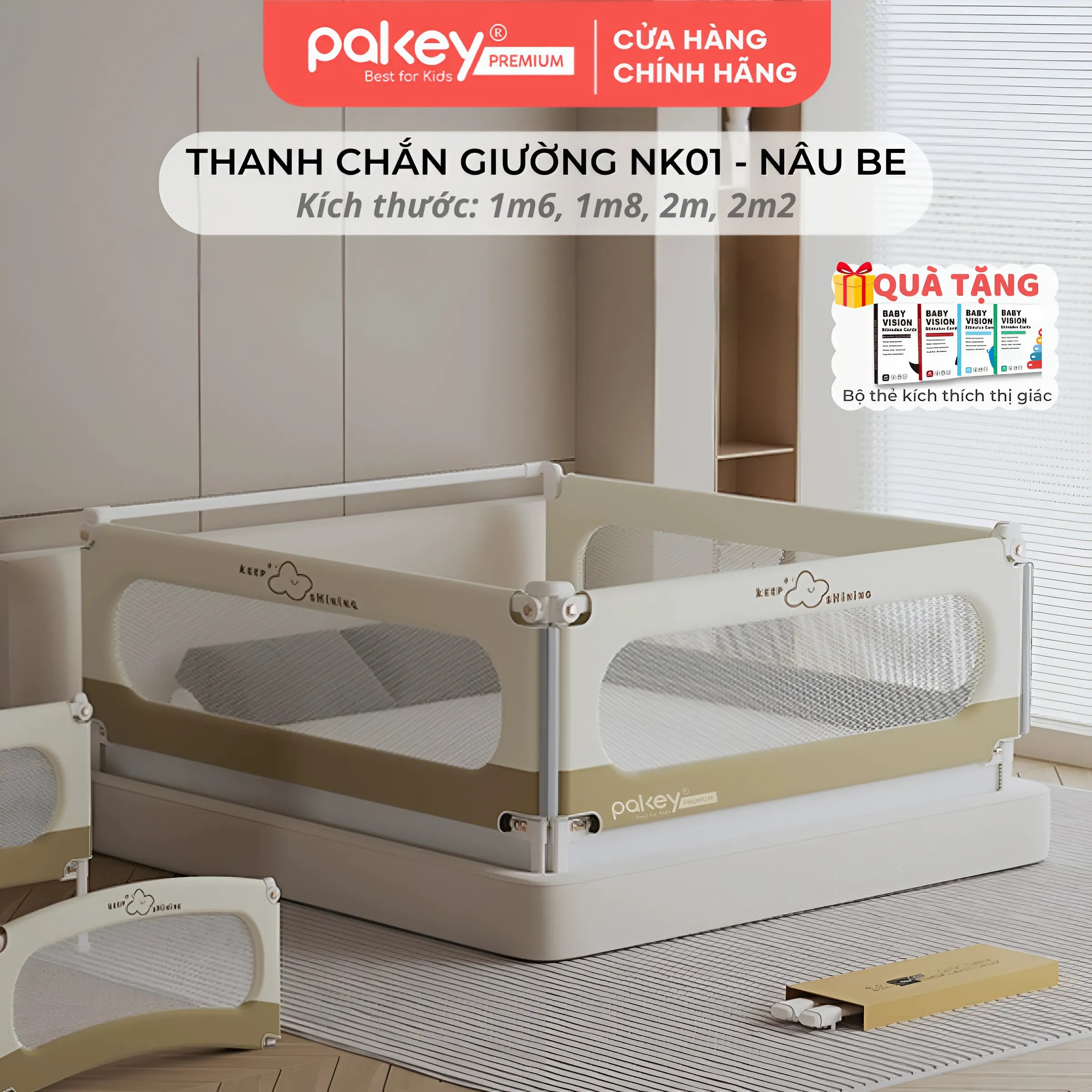 Mô tả Thanh Chắn Giường Gấp Gọn PAKEY NK01 Không Cần Lắp Ráp, Chốt Khóa Vặn An Toàn Cho Bé - Bảo Hành Trọn Đời - 2