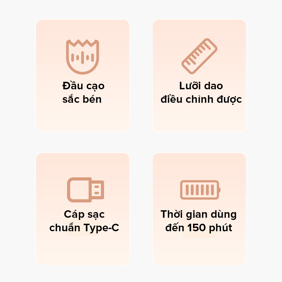 Mô tả Tông đơ cắt tóc điện COCLEAR HC5210, cổng Type-C, lưỡi dao góc nhọn tự mài, 20 mức điều chỉnh. Bảo hành một năm - 2