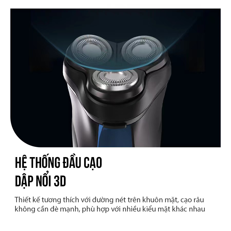 Mô tả máy cạo râu điện Coclear HS308   Lưới dao kép 3D, sạc qua type-C, sạc nhanh,có dao cạo phần tóc mai, bảo hành 1 năm - 3