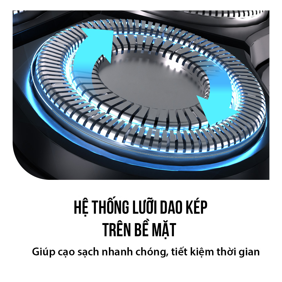 Mô tả máy cạo râu điện Coclear HS308   Lưới dao kép 3D, sạc qua type-C, sạc nhanh,có dao cạo phần tóc mai, bảo hành 1 năm - 4