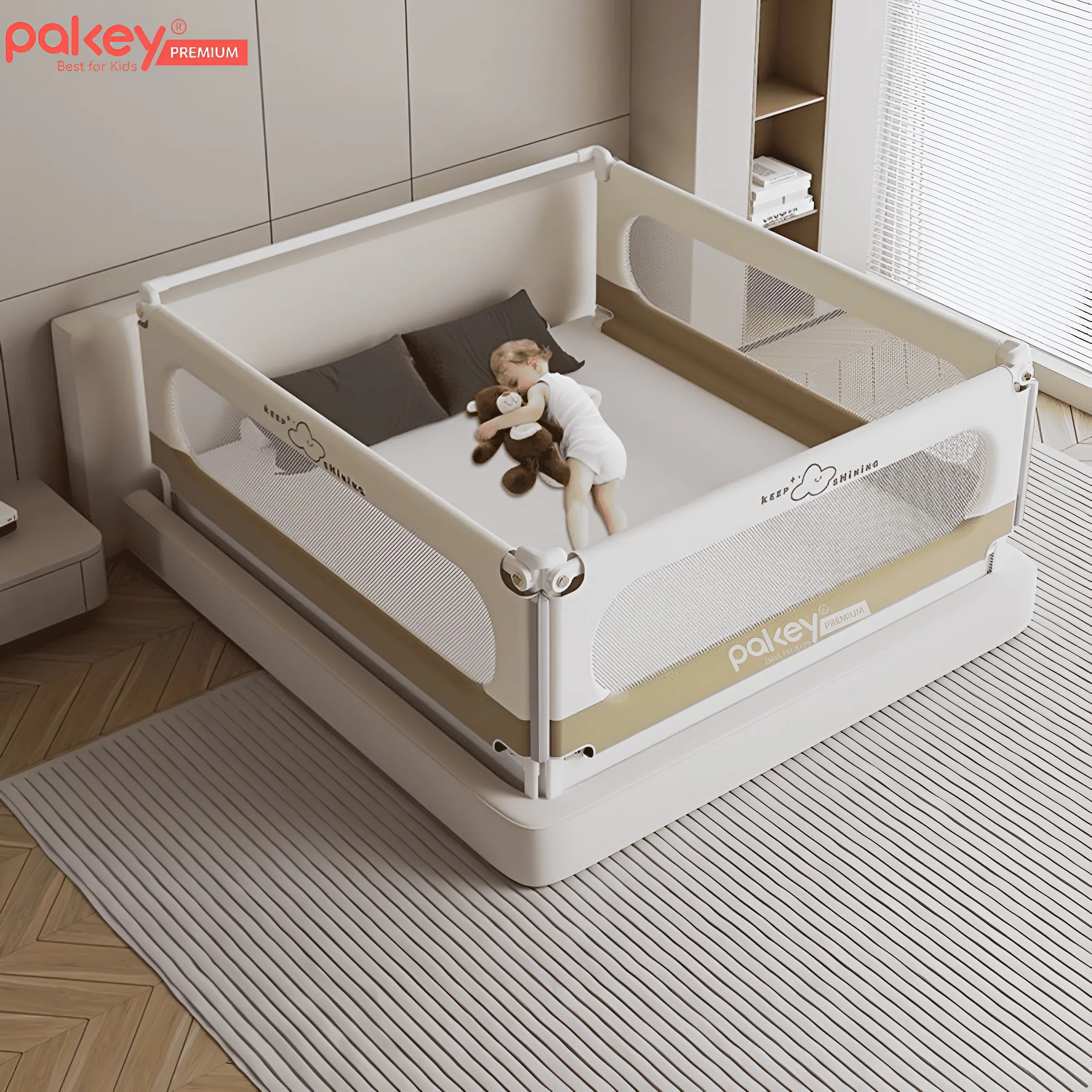 Mô tả Thanh Chắn Giường Gấp Gọn PAKEY NK01 Không Cần Lắp Ráp, Chốt Khóa Vặn An Toàn Cho Bé - Bảo Hành Trọn Đời - 10