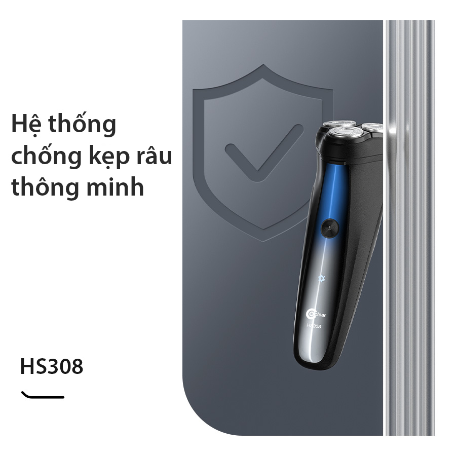 Mô tả máy cạo râu điện Coclear HS308   Lưới dao kép 3D, sạc qua type-C, sạc nhanh,có dao cạo phần tóc mai, bảo hành 1 năm - 9