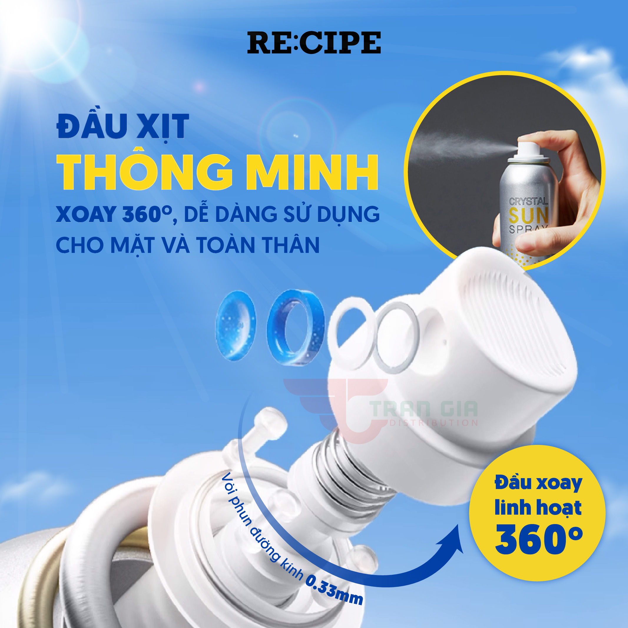 Mô tả Xịt Chống Nắng Crystal Sun RECIPE Spray Hàn Quốc SPF50+ PA+++ 80ml/ 180ml Chống Nắng Cho Mặt & Body - 1