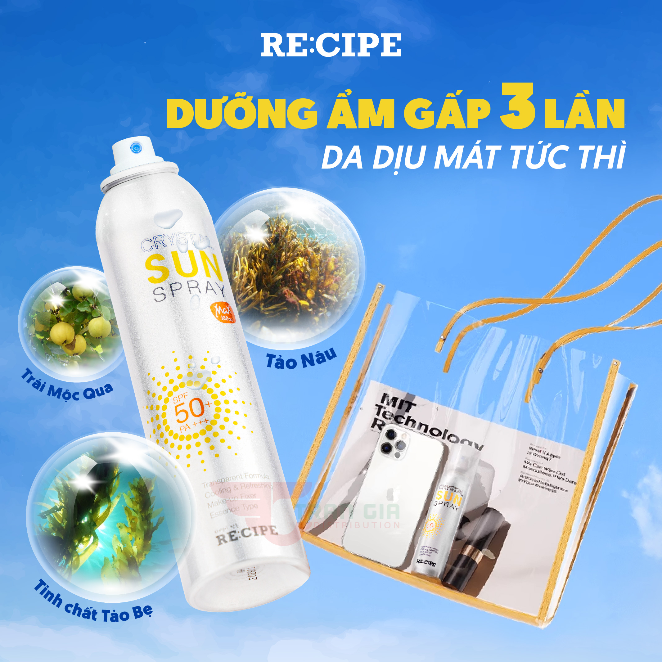 Mô tả Xịt Chống Nắng Crystal Sun RECIPE Spray Hàn Quốc SPF50+ PA+++ 80ml/ 180ml Chống Nắng Cho Mặt & Body - 9