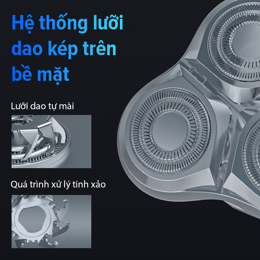Mô tả máy cạo râu điện Coclear HS921   Lưới dao kép 3D, sạc nhanh USB/type-C, cạo khô hoặc ướt đều được, bảo hành 1 năm - 6