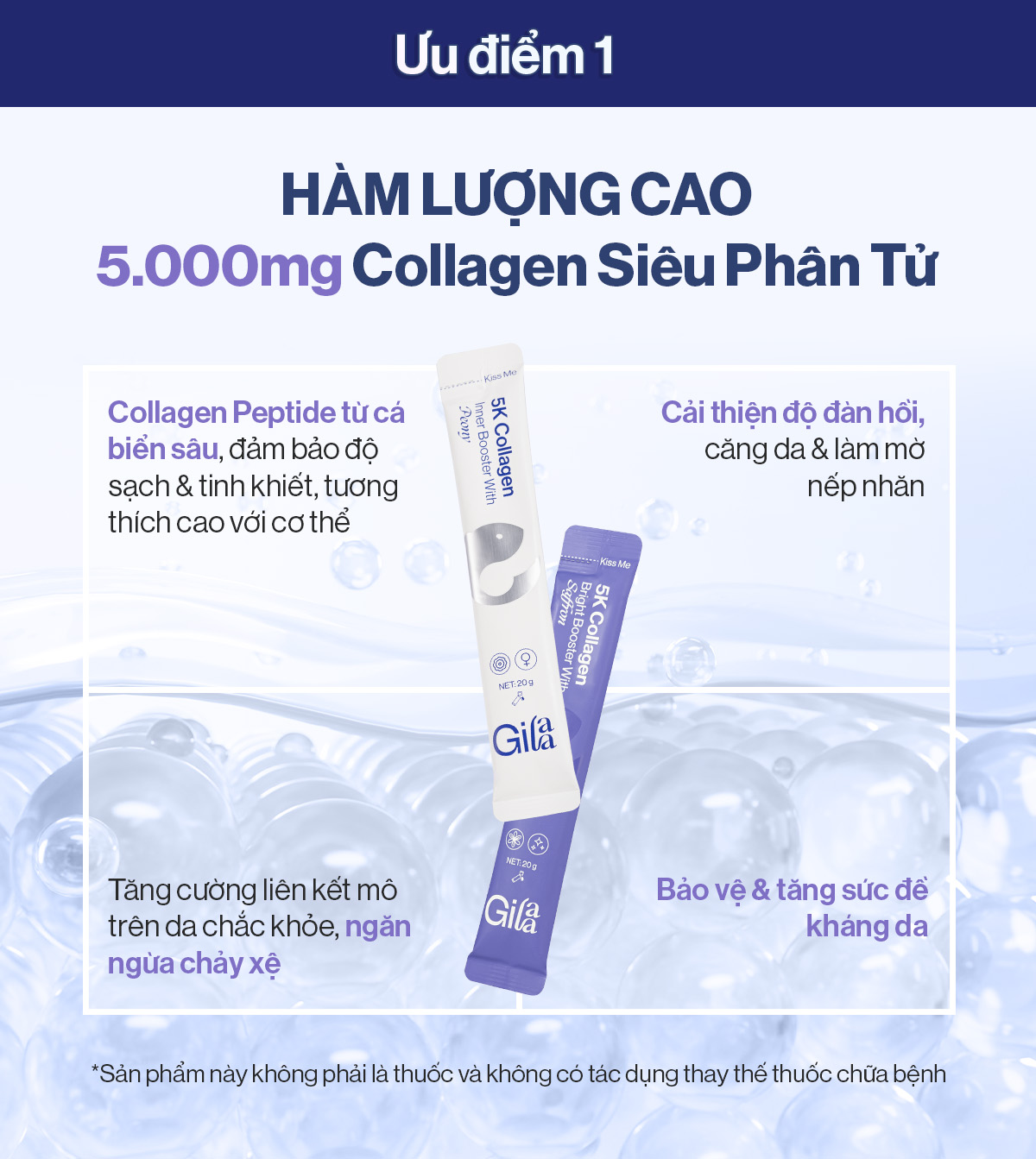 Mô tả Nước Uống Collagen Gilaa Siêu Phân Tử 300da Kết Hợp Saffron Trẻ Hóa Trắng Khỏe Da (20g x 15 Gói) - 4
