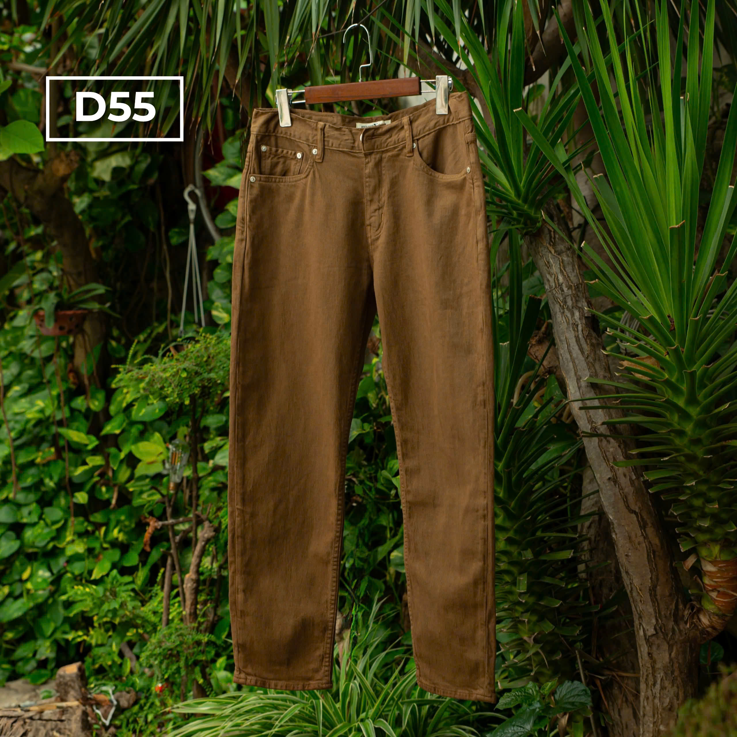 Mô tả Quần Jeans Dài Nam Màu Nâu Mộc Nhuộm Đặc Biệt JustMen D55 Form Carrot Fit Co Giãn Thời Thượng - 1