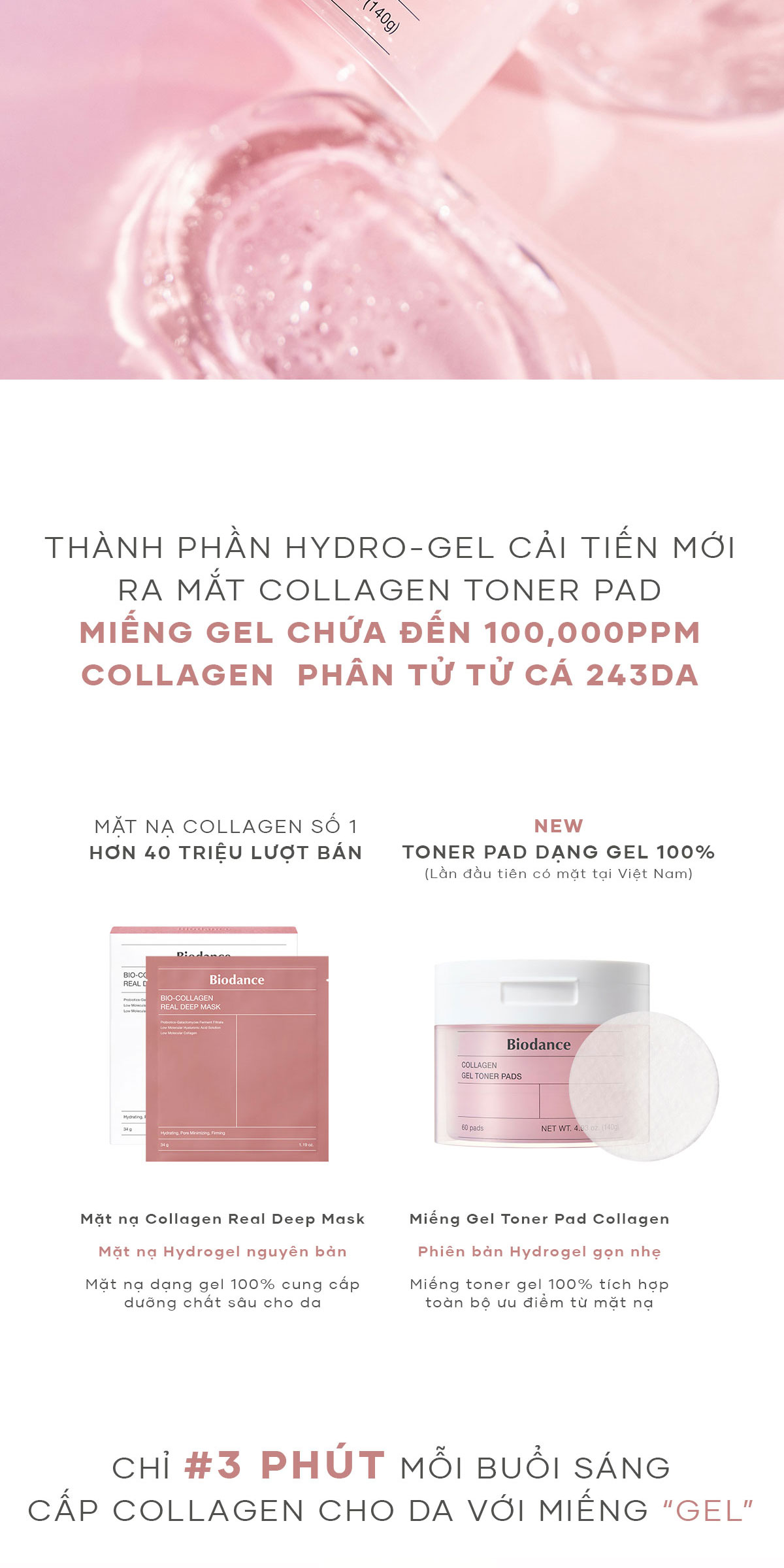 Mô tả BIODANCE Toner Pad Dạng Gel Collagen Tăng Cường Đàn Hồi Da Dưỡng Ẩm Thu Nhỏ Lỗ Chân Lông 140g - 3