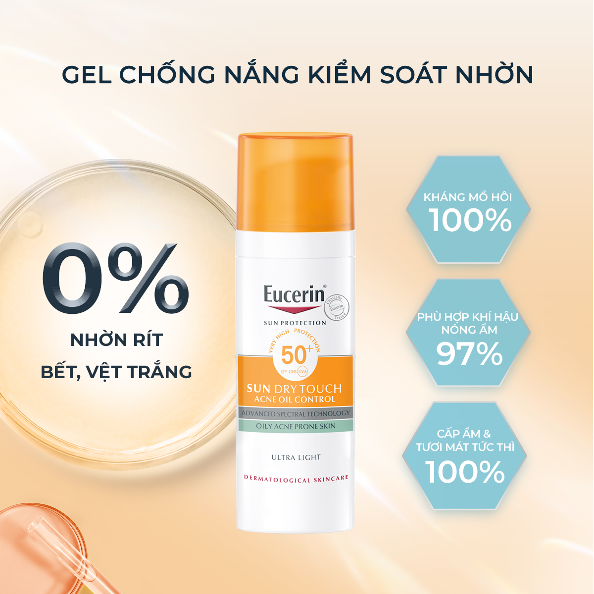Mô tả Kem chống nắng kiềm dầu & ngừa mụn Eucerin Sun Dry Touch SPF50+ 50ml - 2