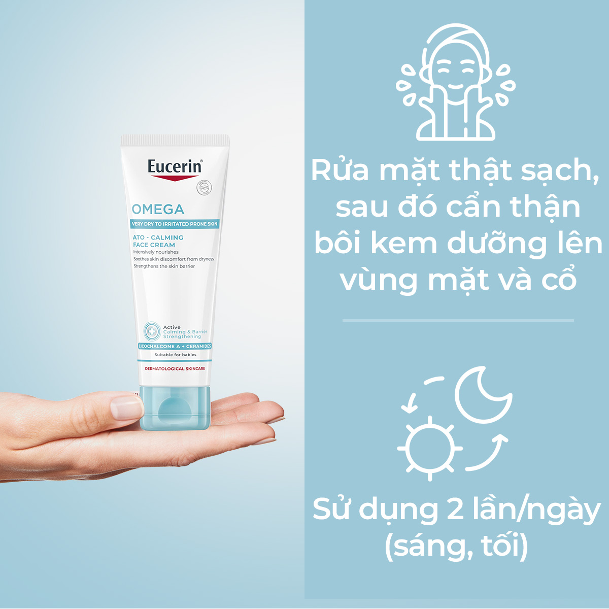 Mô tả Kem dưỡng ẩm chuyên sâu, tái tạo da nhạy cảm Eucerin AtoControl Face Cream 50ml - 3