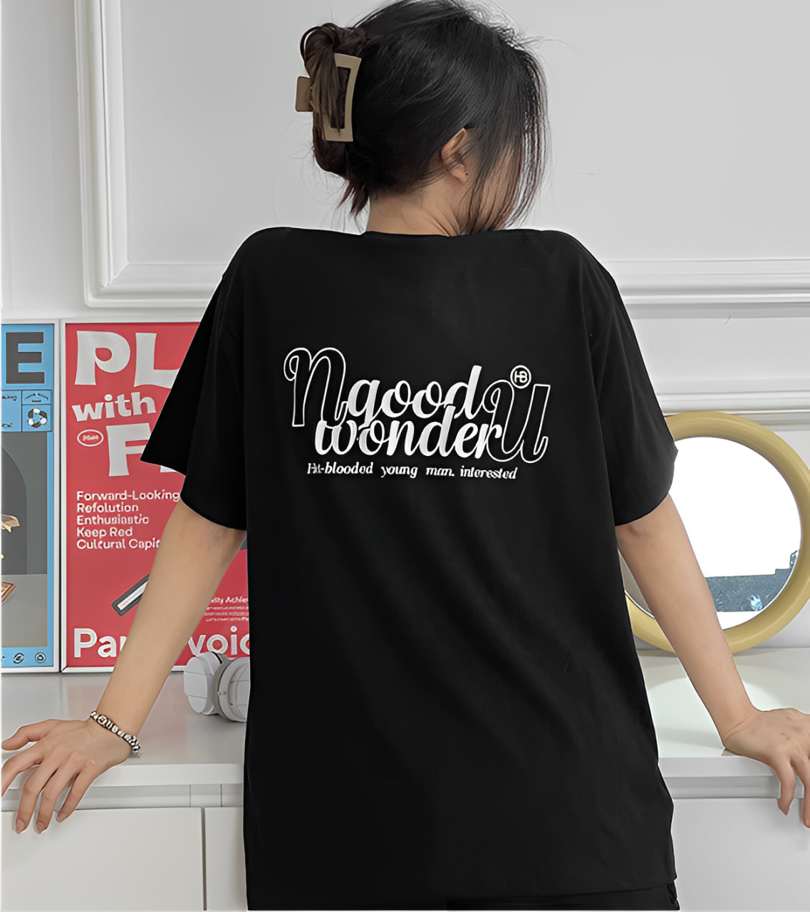 Mô tả Áo thun NELLY - GOOD WONDER 100% cotton 245gsm Premium -Tay Lỡ Form Rộng Oversize Nam Nữ - 1