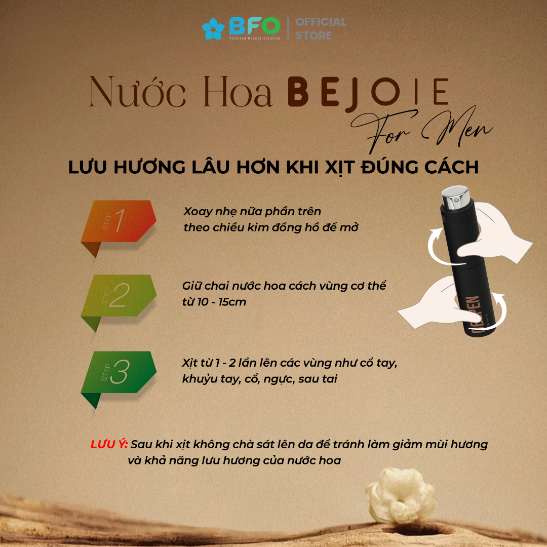 Mô tả Nước Hoa Nam Thơm Lâu Mini Hương Thơm Thanh Lịch BFO Bejoie 10ml - 5