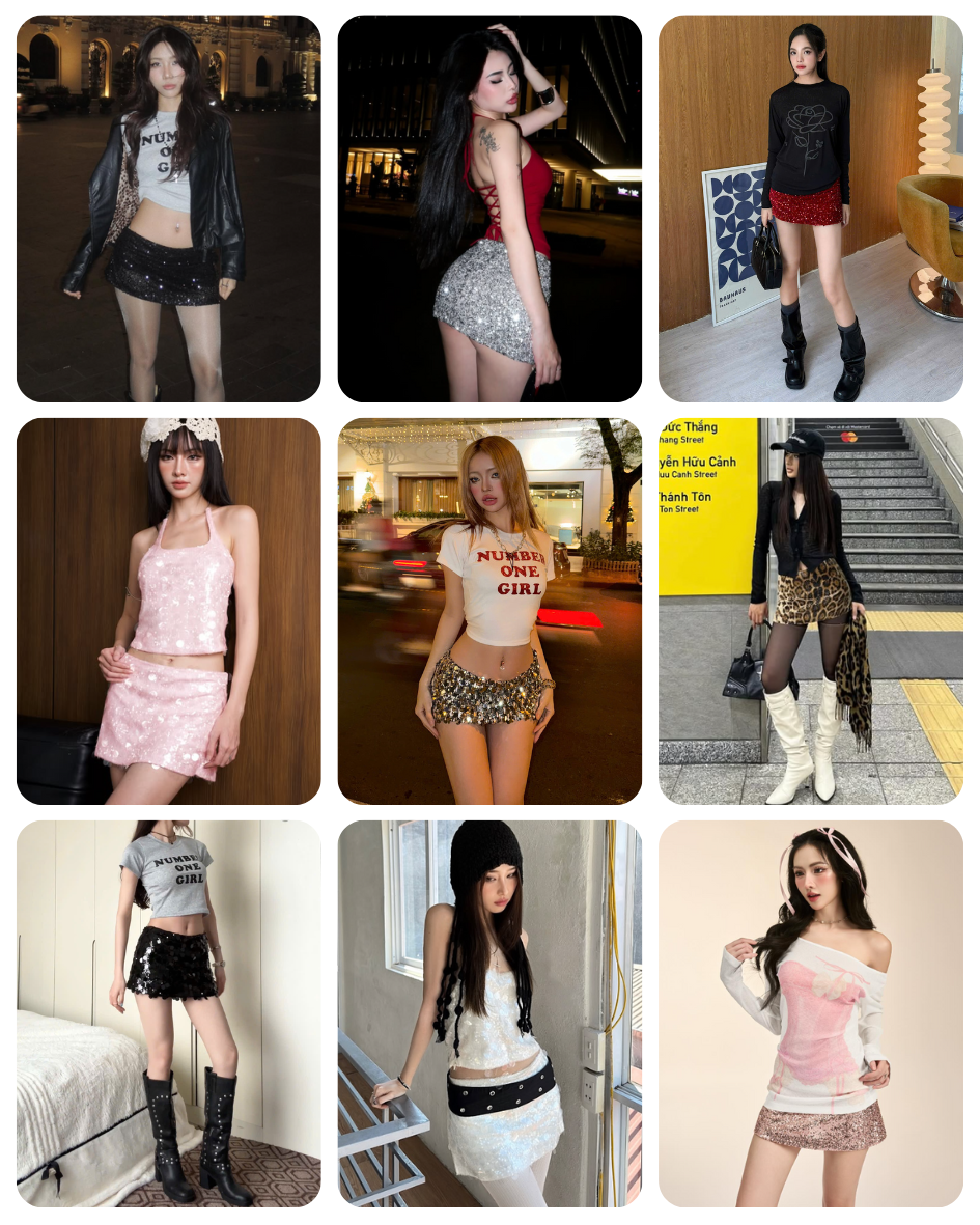 Mô tả 𝐊𝐈𝐋𝐋 𝐒𝐘𝐒𝐓𝐄𝐌 - Chân váy kim sa cạp thấp tôn dáng Yuna - Lunar Bạc & Natasa bản to lấp lánh - 1