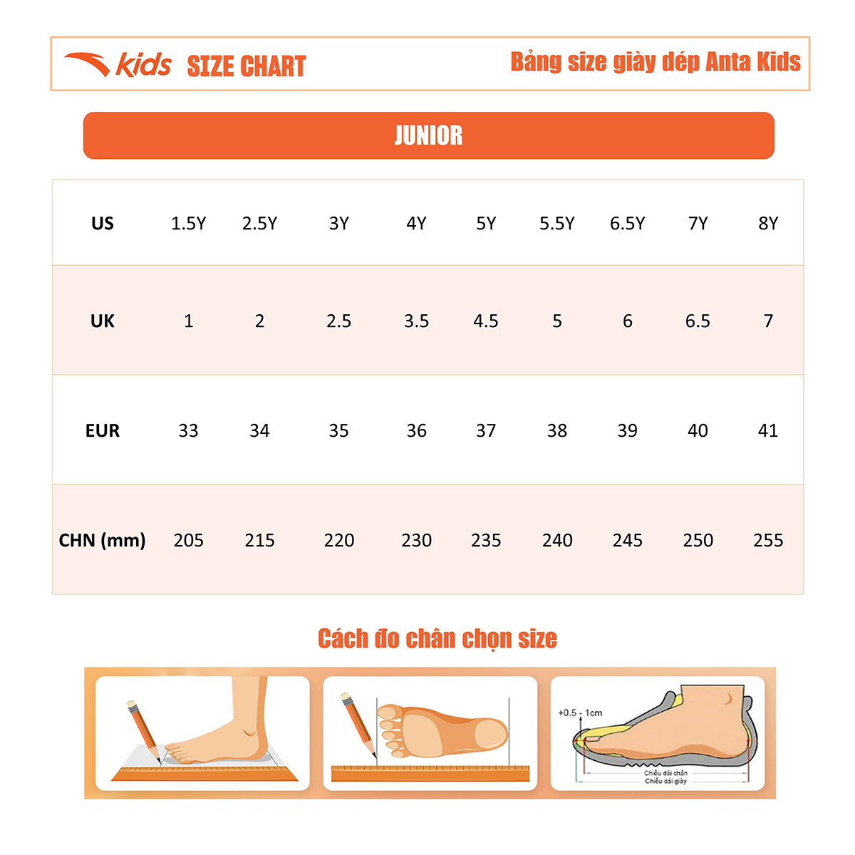 Mô tả Giày thời trang bé gái size 33-38 Anta Kids 3224B8006 - 1