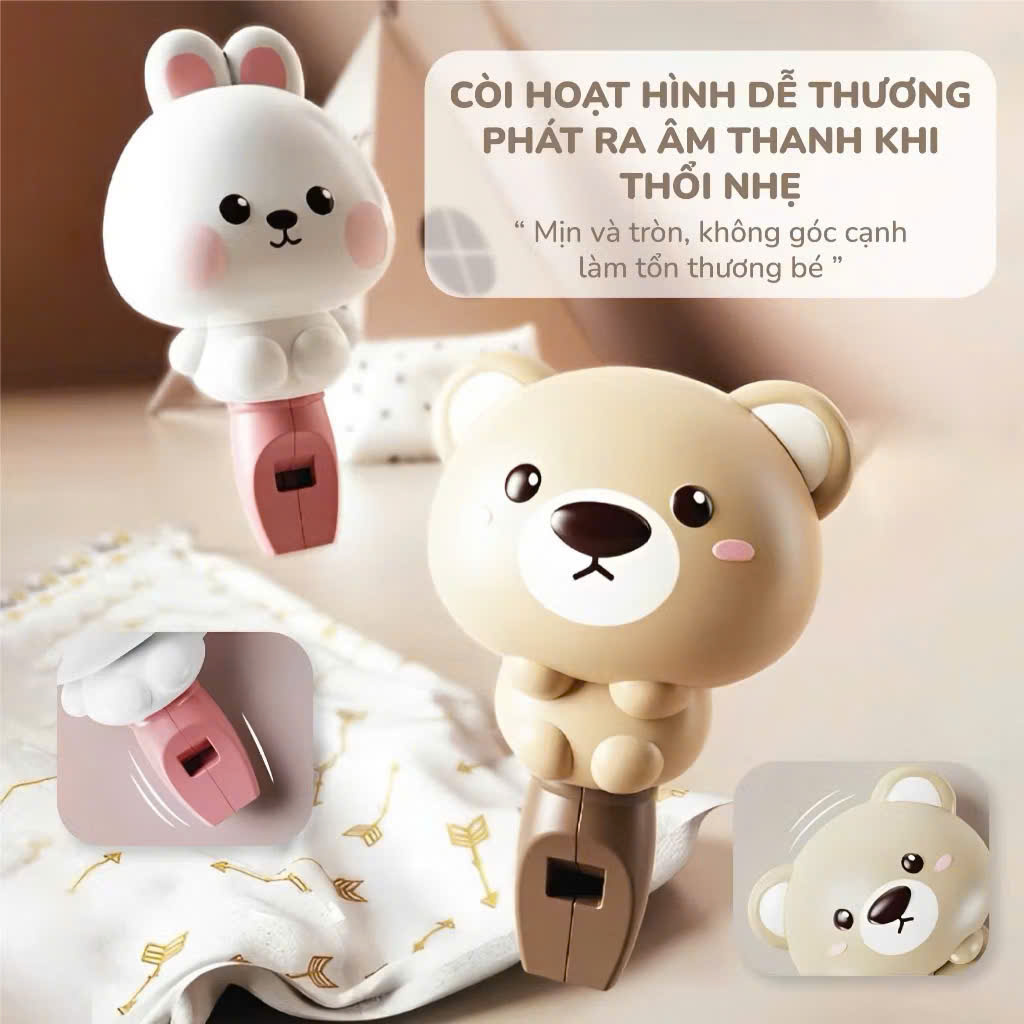 Mô tả Đồ Chơi Xúc Xắc Âm Thanh Cho Bé 6 chi tiết Hình Gấu,Thỏ KidAndMom Nhựa nguyên sinh an toàn cho bé - 6