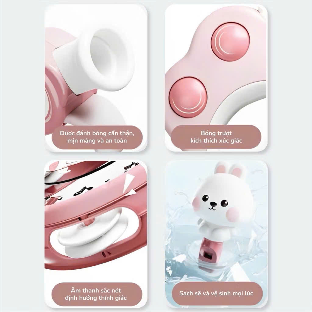Mô tả Đồ Chơi Xúc Xắc Âm Thanh Cho Bé 6 chi tiết Hình Gấu,Thỏ KidAndMom Nhựa nguyên sinh an toàn cho bé - 10
