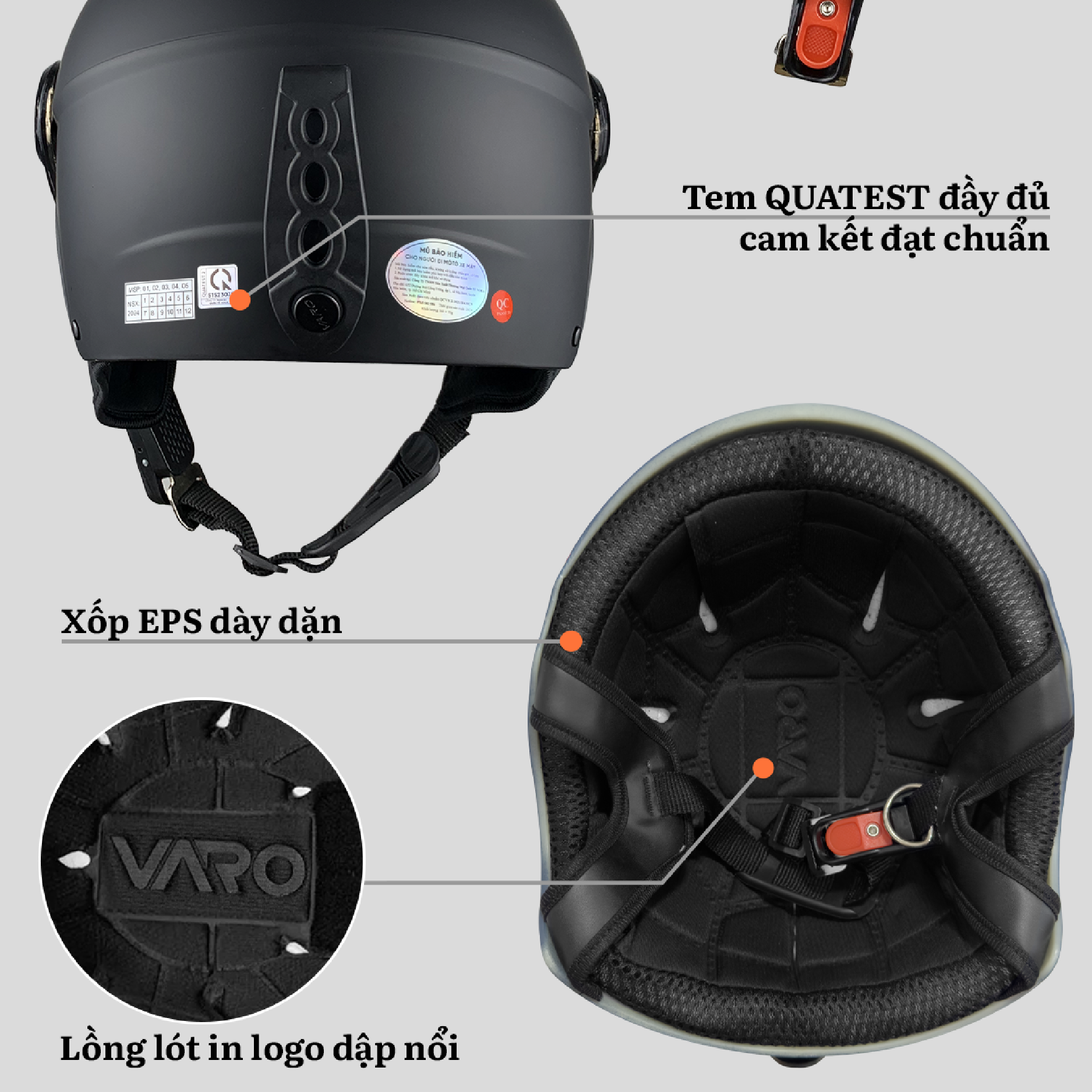 Mũ bảo hiểm Varo A31 Trơn - Hình ảnh 10