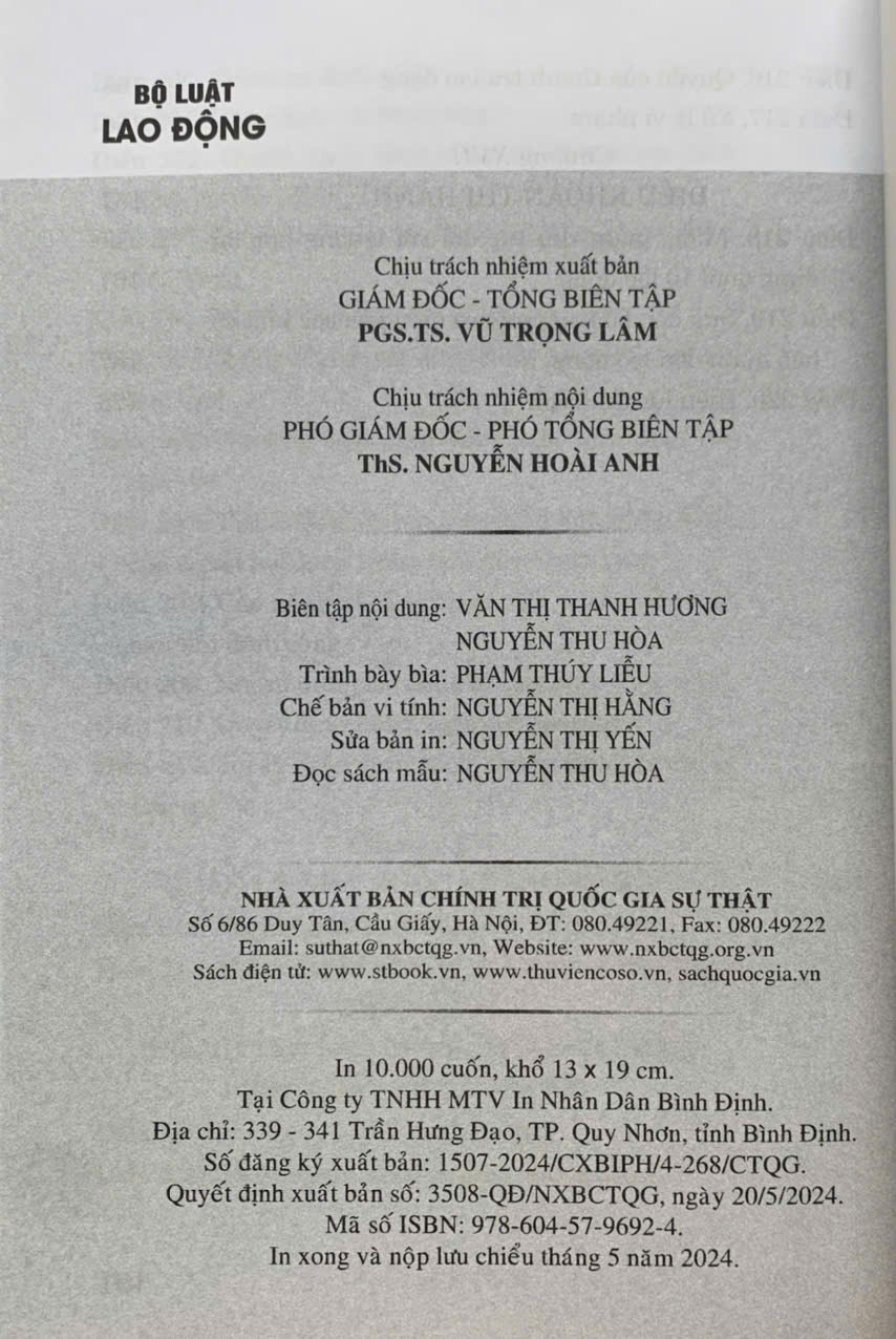 Mô tả Sách- Bộ luật lao động (Hiện hành) - 4