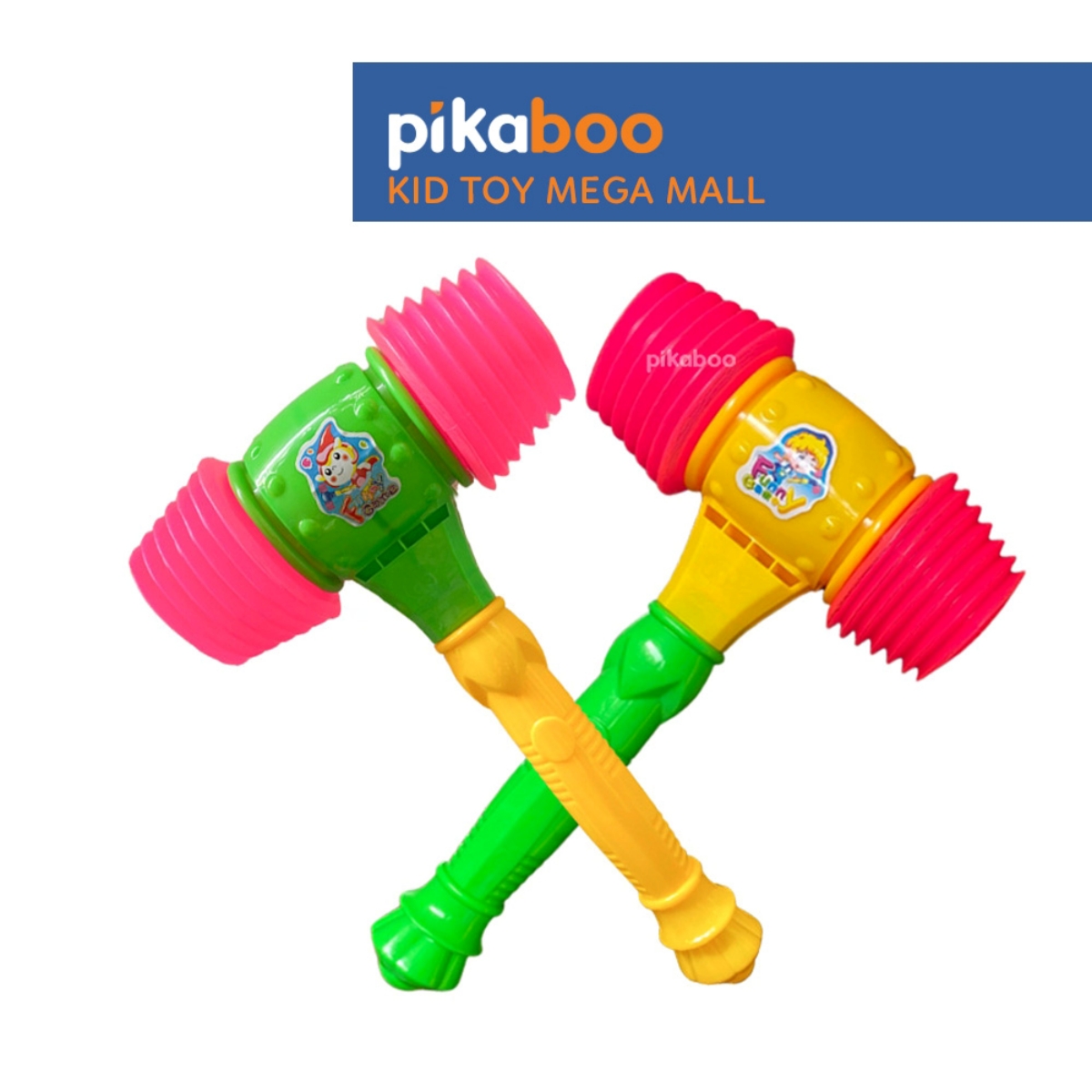 Mô tả Búa nhựa hơi 2 đầu Pikaboo, chất liệu nhựa ABS an toàn, kích thích trí tuệ và tư duy phản xạ của bé - 1