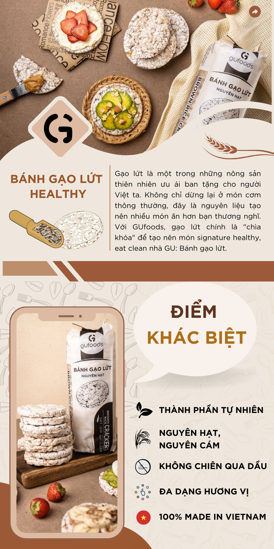 Mô tả Bánh gạo lứt ăn kiêng GUfoods vị Superfoods - Không chiên dầu, Không đường, Eat clean, Healthy, Gym (170g/300g/510g) - 1