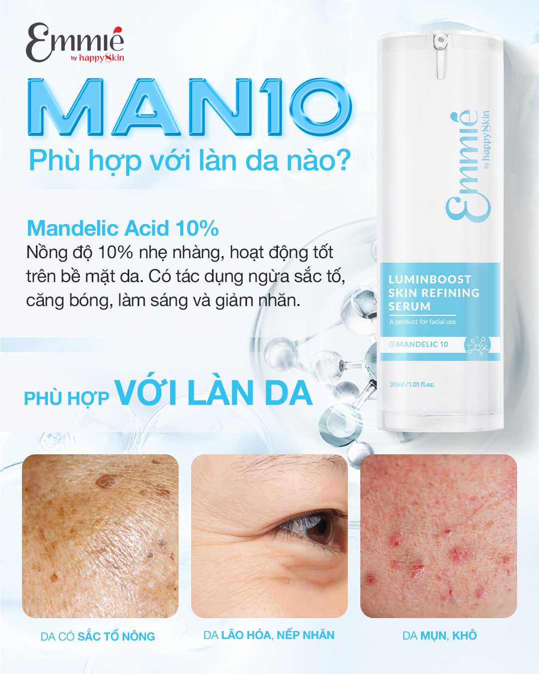 Mô tả Tinh chất trẻ hóa căng bóng da 10% Mandelic Acid Luminboost Skin Refining serum 30ml - 3