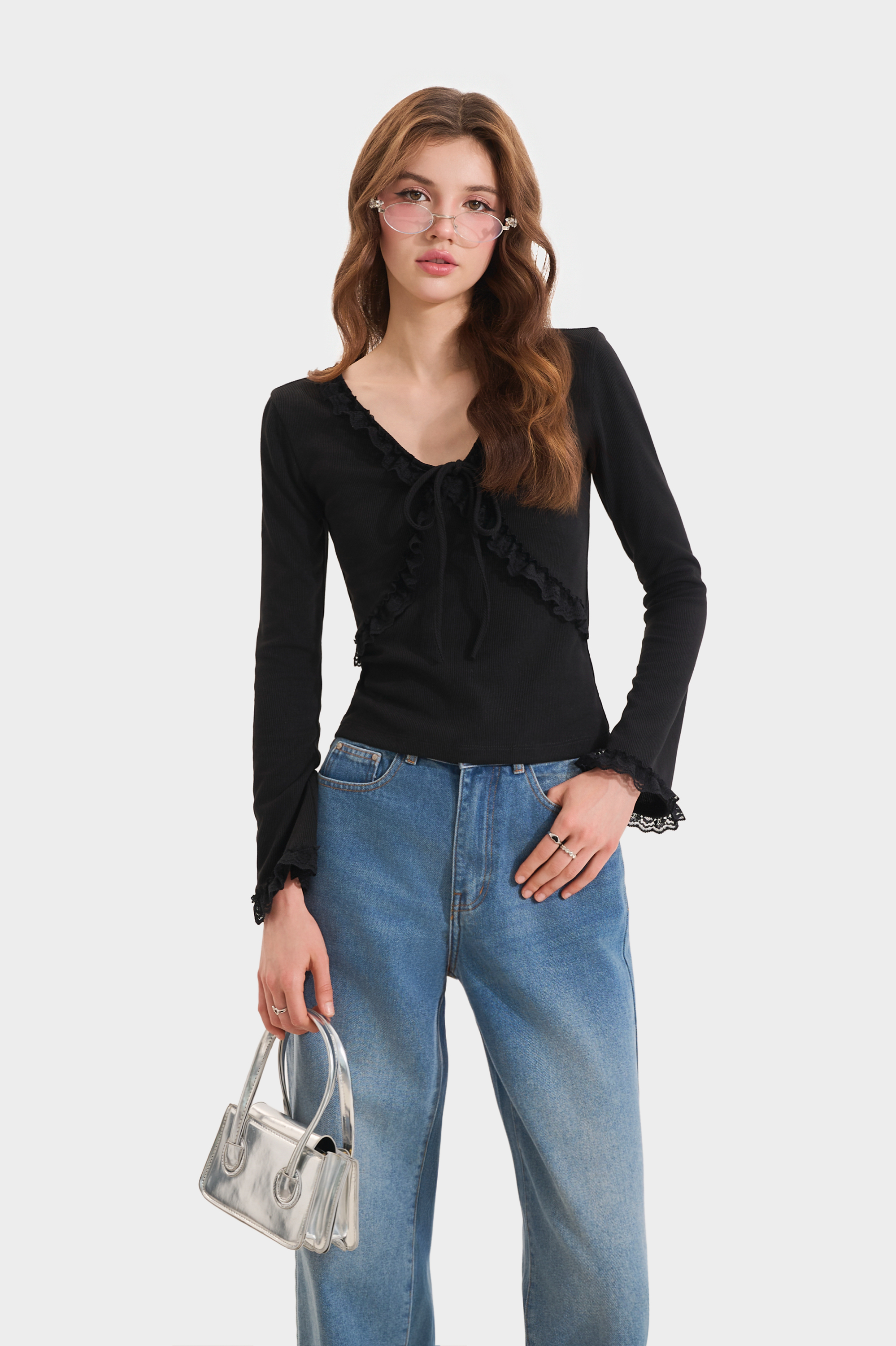 Mô tả Áo Thun Kiểu Nữ MARC FASHION Form Ôm Tay Dài  Phối Viền - FAQH100524 - 5