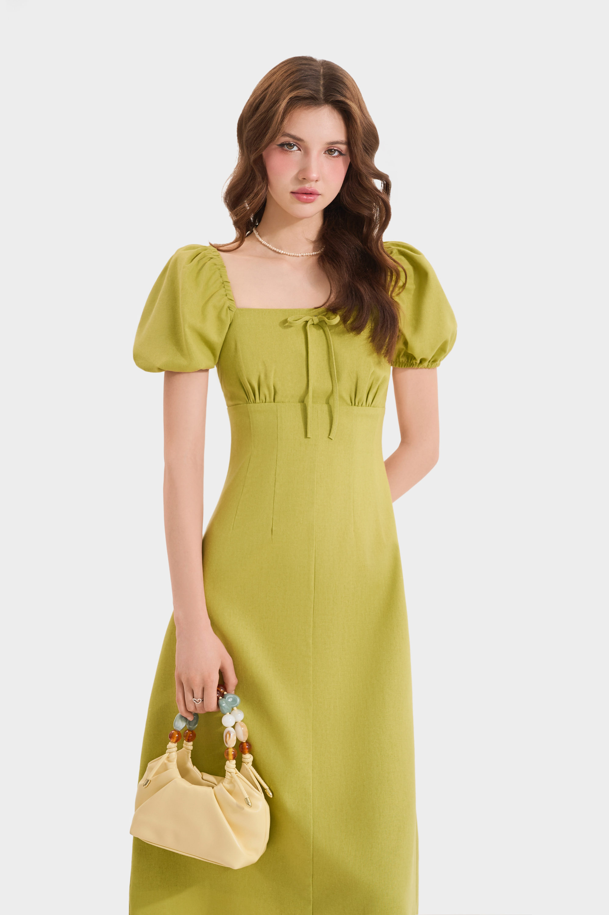 Mô tả Đầm Linen Cổ Vuông MARC FASHION Tay Phồng Smocking Lưng - FASH020525 - 2
