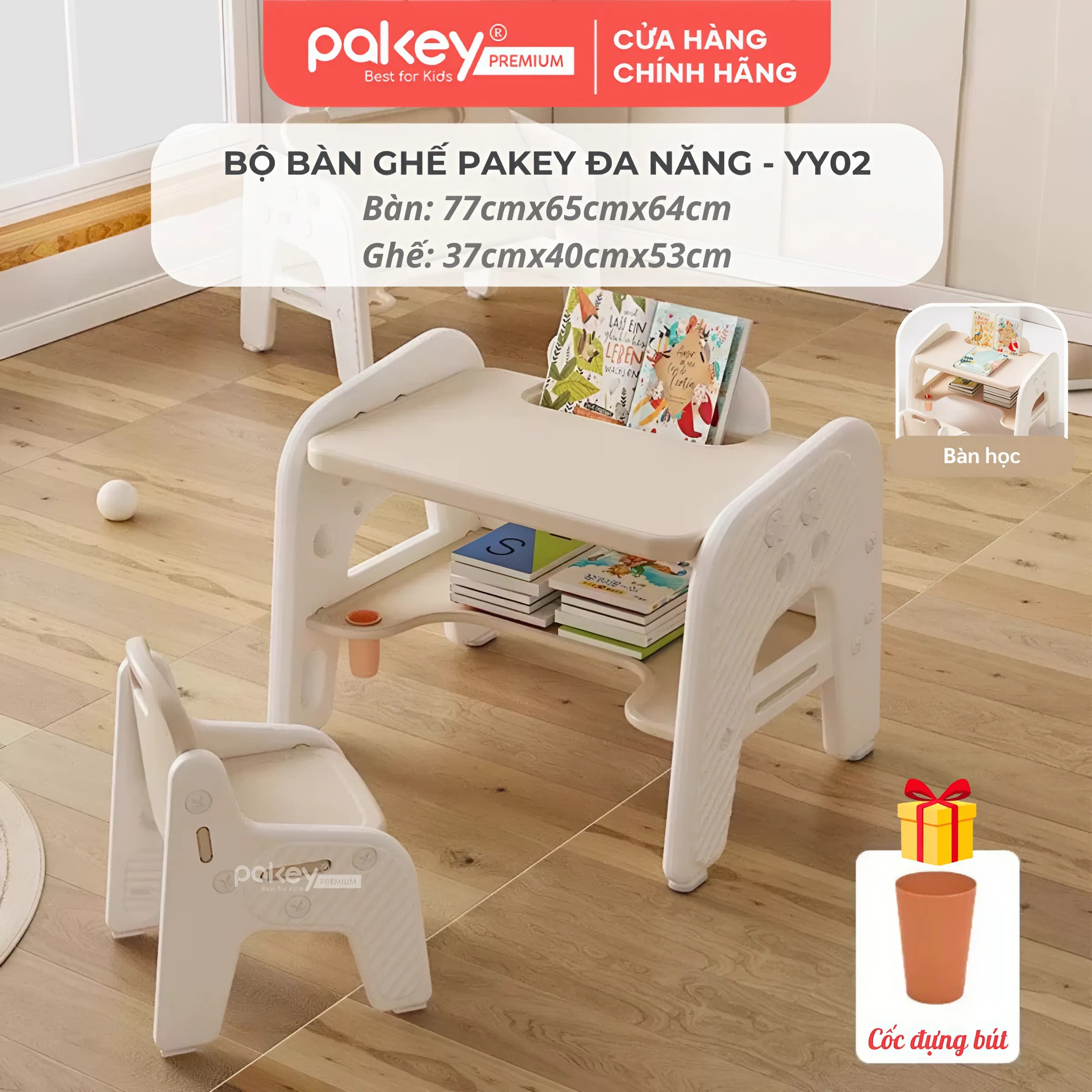 Mô tả Bộ Bàn Ghế Pakey Đa Năng Tích Hợp Nhiều Trò Chơi Cho Bé, Bàn Học Có Bảng Vẽ, Hộc Bàn Lớn Cho Trẻ Em - 2
