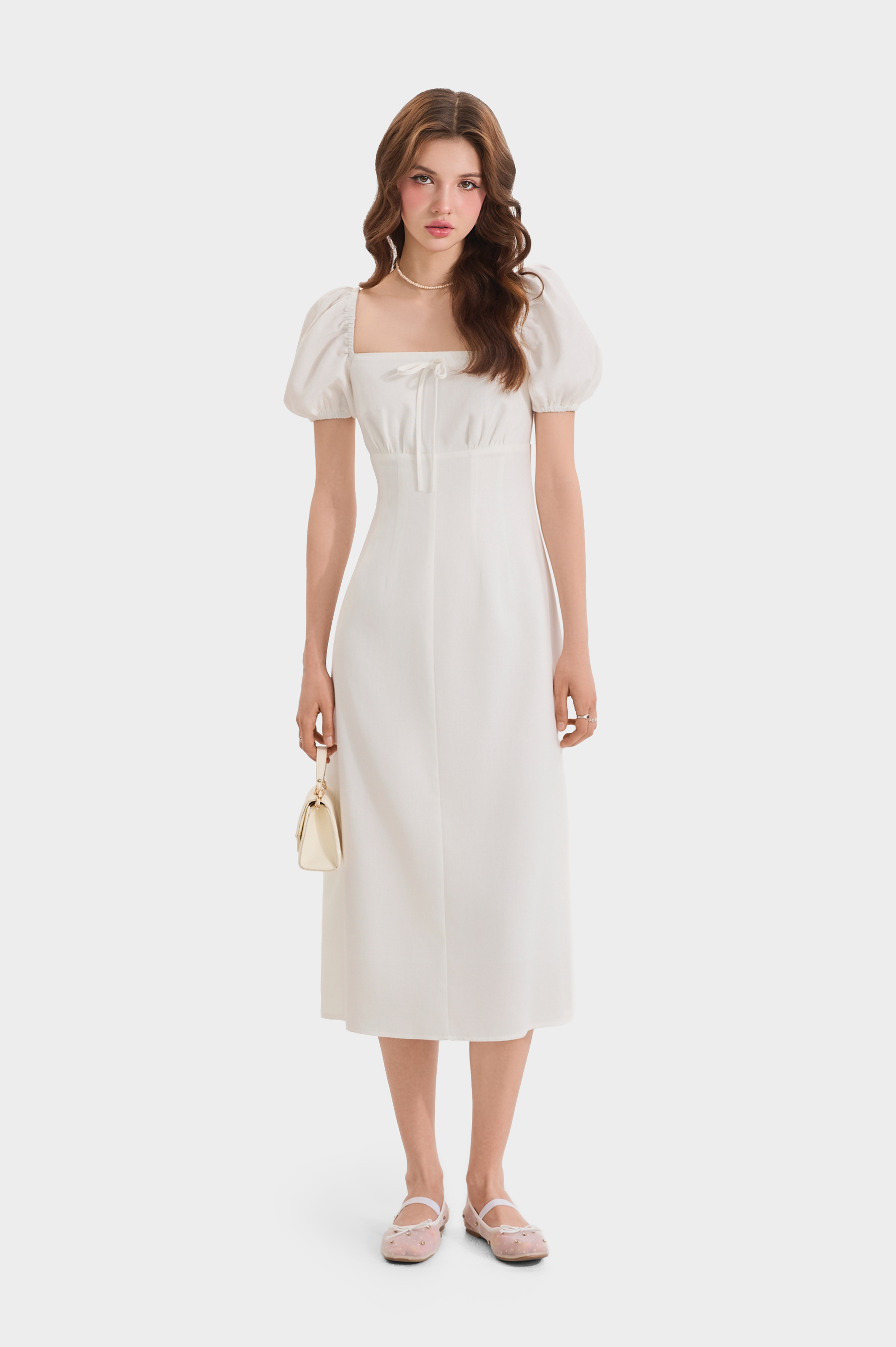 Mô tả Đầm Linen Cổ Vuông MARC FASHION Tay Phồng Smocking Lưng - FASH020525 - 4