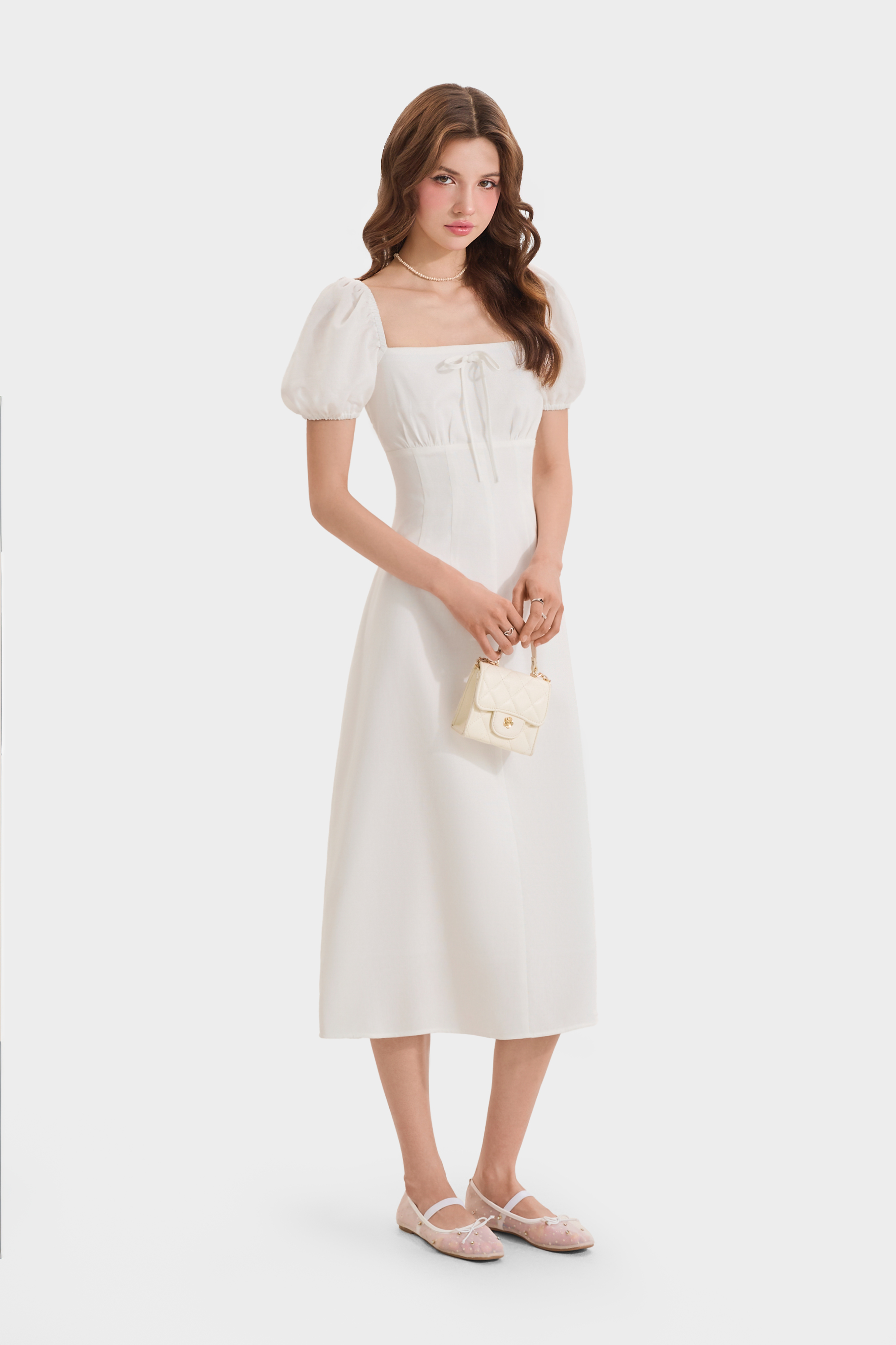 Mô tả Đầm Linen Cổ Vuông MARC FASHION Tay Phồng Smocking Lưng - FASH020525 - 5