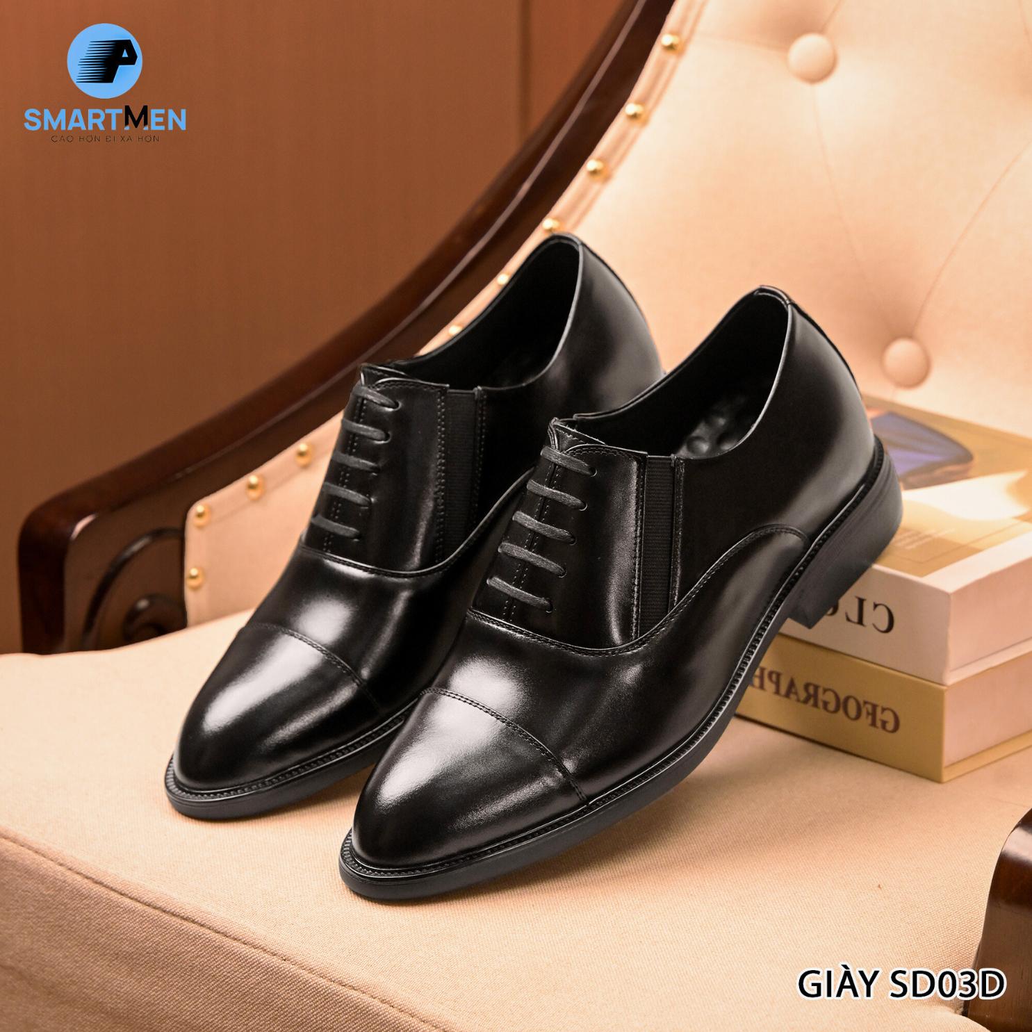 Mô tả Giày công sở tăng chiều cao Oxford SMARTMEN KHÔNG CẦN buộc dây, siêu nhẹ SD-03 Đen - 1