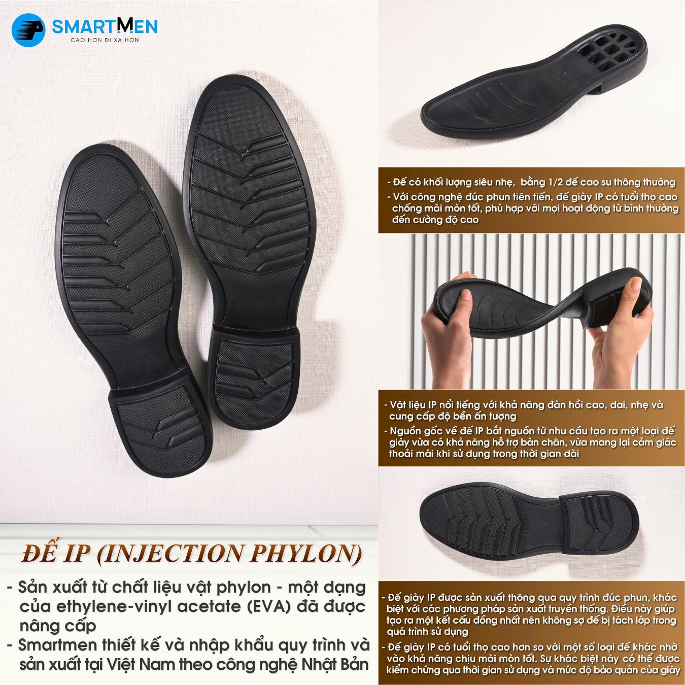 Mô tả Giày công sở tăng chiều cao Oxford SMARTMEN KHÔNG CẦN buộc dây, siêu nhẹ SD-03 Đen - 3