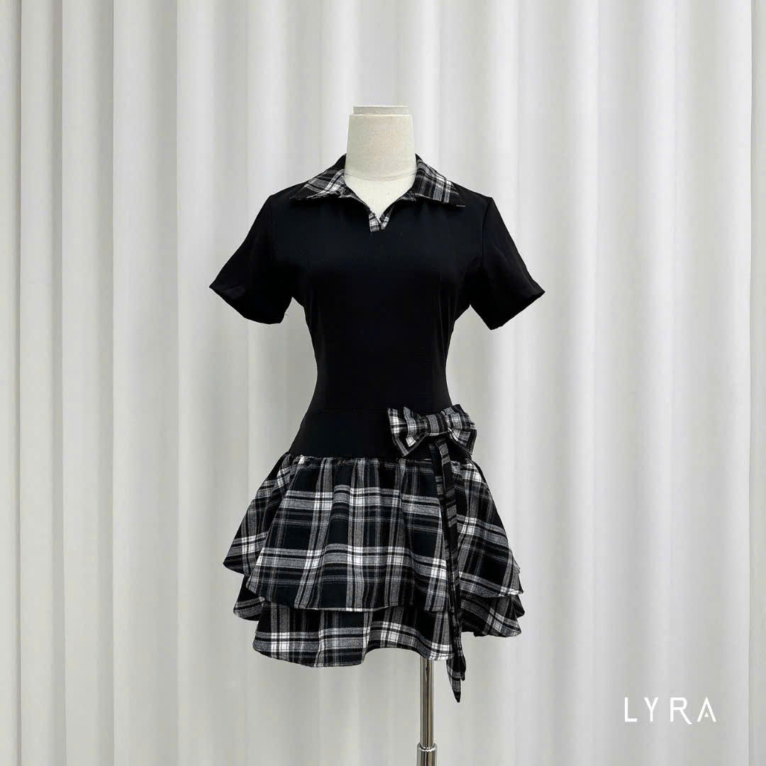 Mô tả LYRA - Váy phối sơ mi đính nơ bên hông thanh lịch nữ tính  LWNVD042 - 1