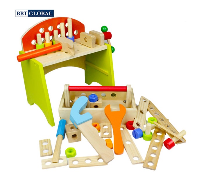 Bộ đồ chơi sửa chữa gỗ kết hợp xếp hình MSN13023