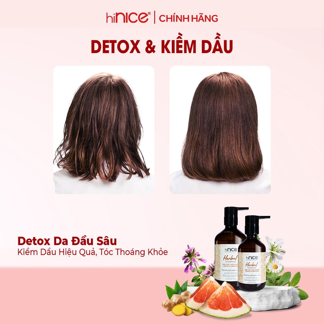 Mô tả Cặp Dầu Gội Xả Thảo Dược Kiềm Dầu Detox Da Đầu hiNICE Herbal Shampoo - 1