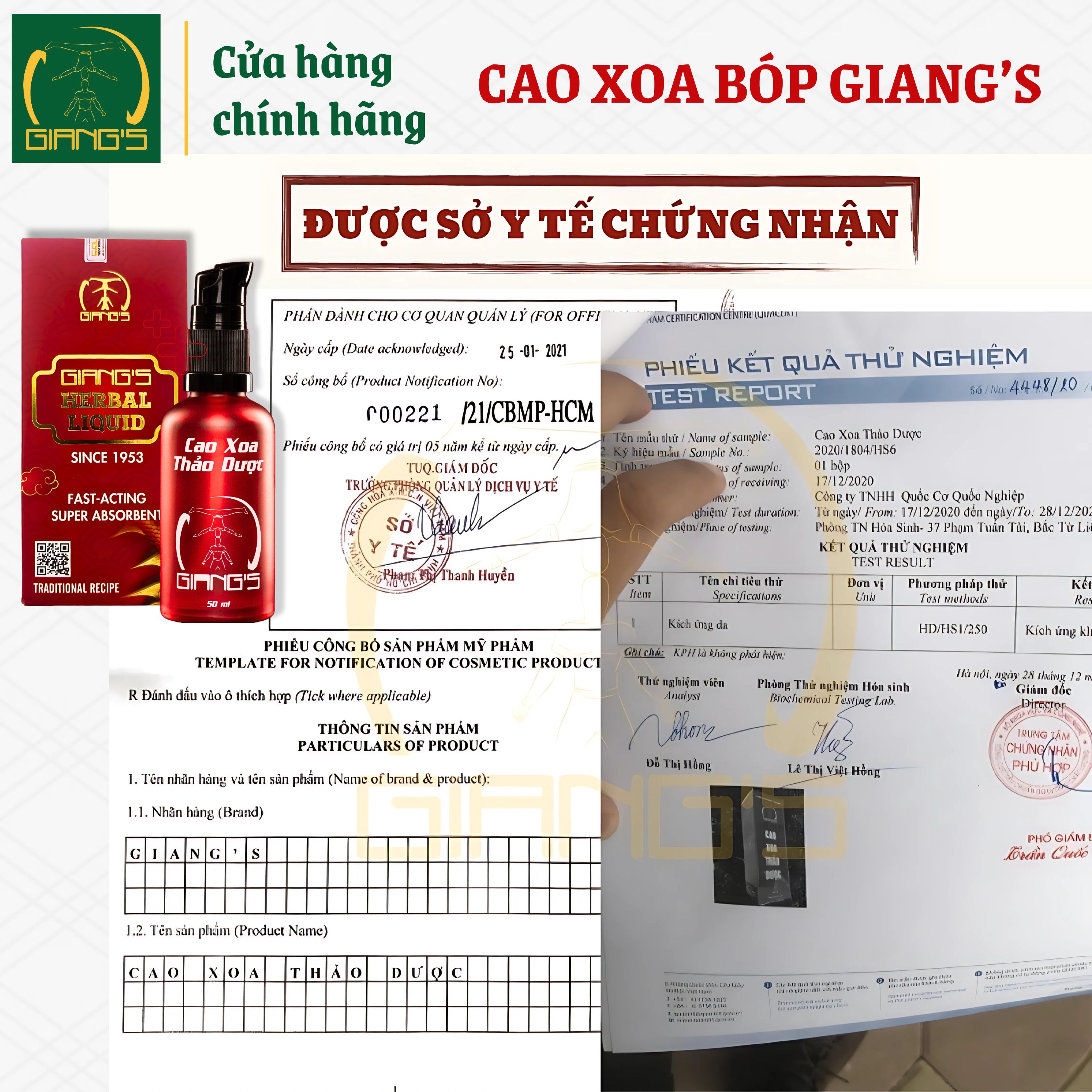 Mô tả Cao Xoa Bóp Thảo Dược Giang's 50ml (Mua 3 Tặng 1 Chai 50ml) - Hỗ trợ cải thiện các vấn đề về cơ xương khớp - 1