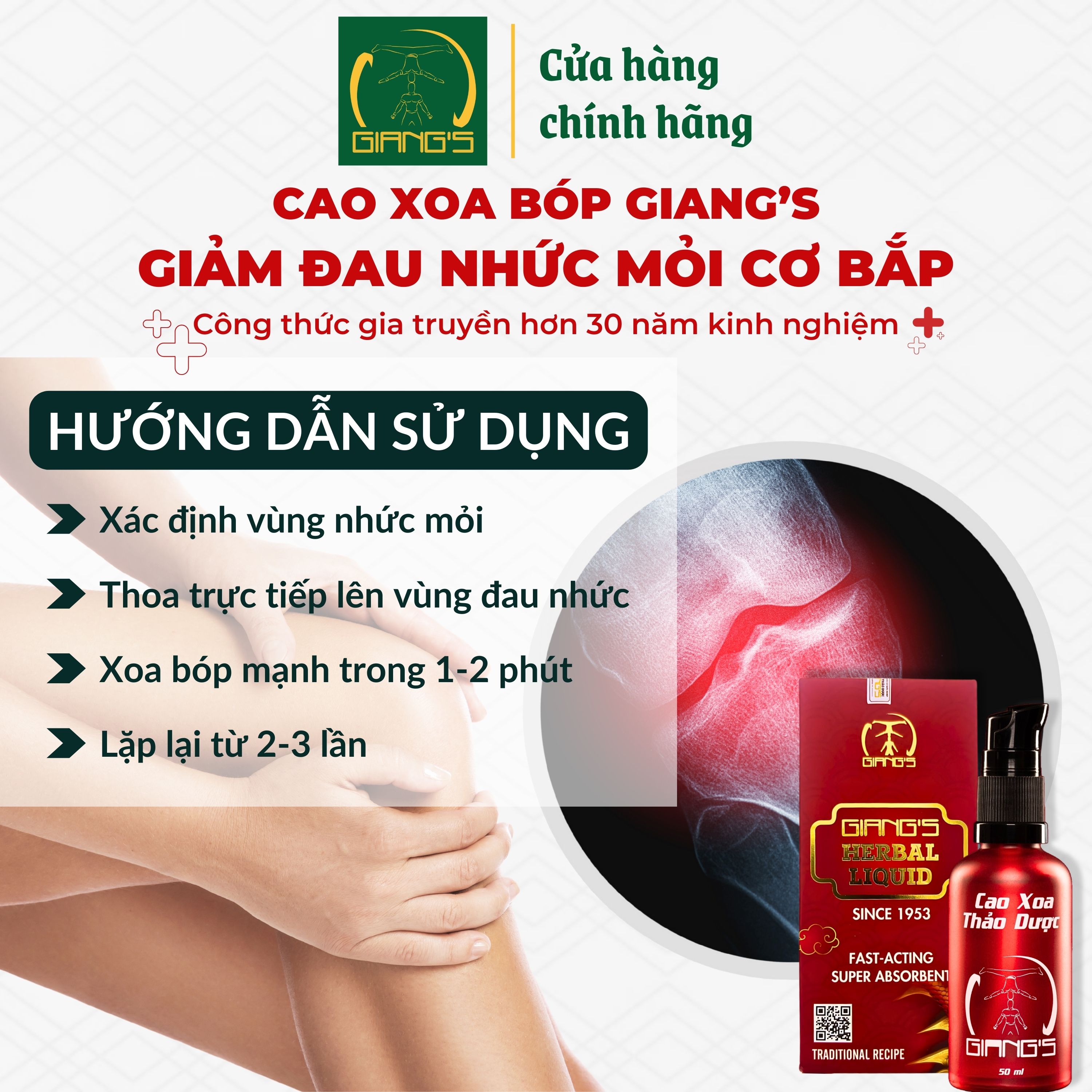 Mô tả Cao Xoa Bóp Thảo Dược Giang's 50ml (Mua 3 Tặng 1 Chai 50ml) - Hỗ trợ cải thiện các vấn đề về cơ xương khớp - 3