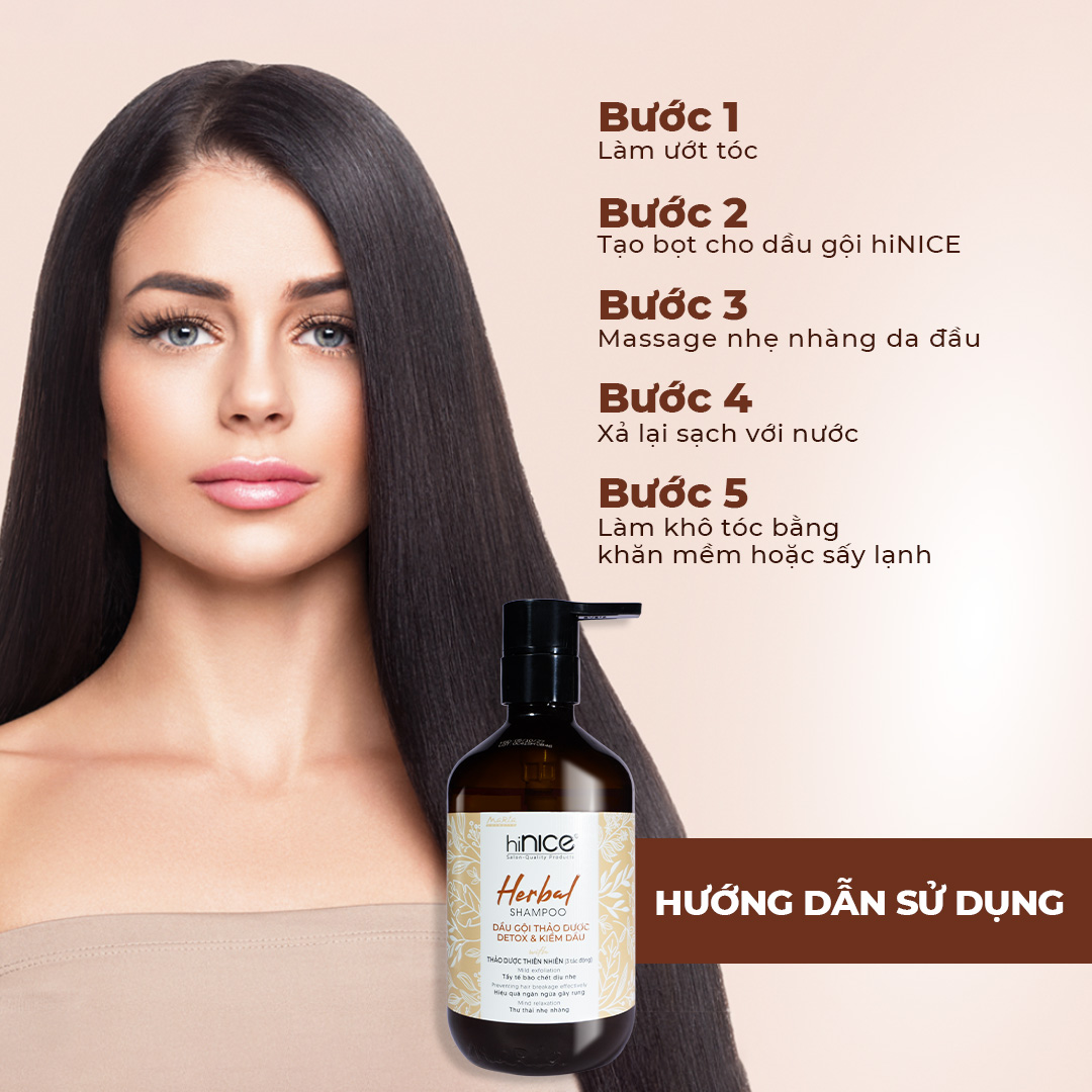 Mô tả Cặp Dầu Gội Xả Thảo Dược Kiềm Dầu Detox Da Đầu hiNICE Herbal Shampoo - 7