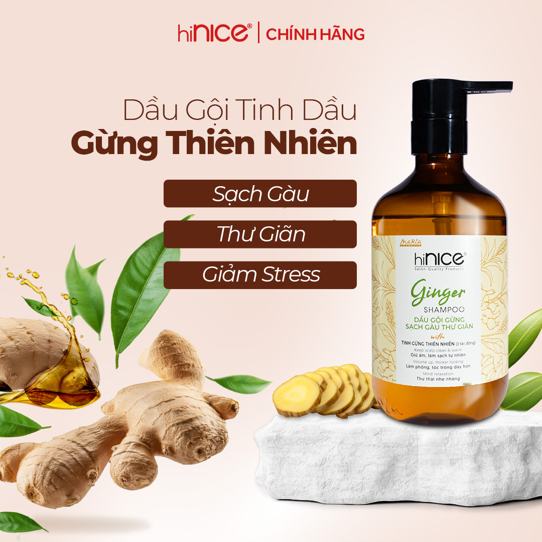 Mô tả Bộ Gội Xả Tinh Dầu Gừng Thiên Nhiên hiNICE Ginger Hỗ Trợ Phục Hồi Tóc Khô Xơ, Sạch Gàu - 2