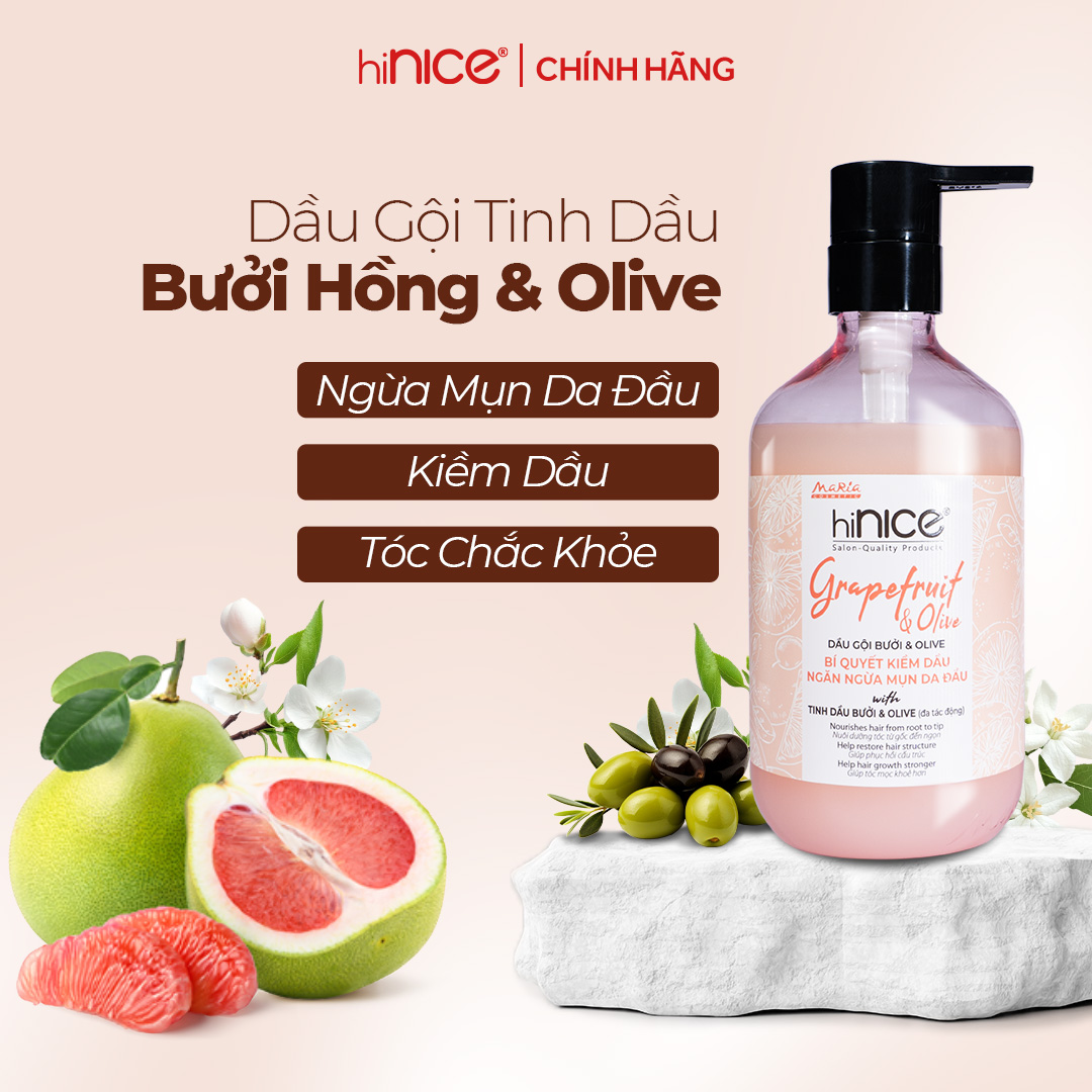 Mô tả Bộ Gội Xả Tinh Dầu Bưởi Hồng Olive hiNICE Grapefruit & Olive Shampoo Hỗ Trợ Giảm Mụn Da Đầu - 2