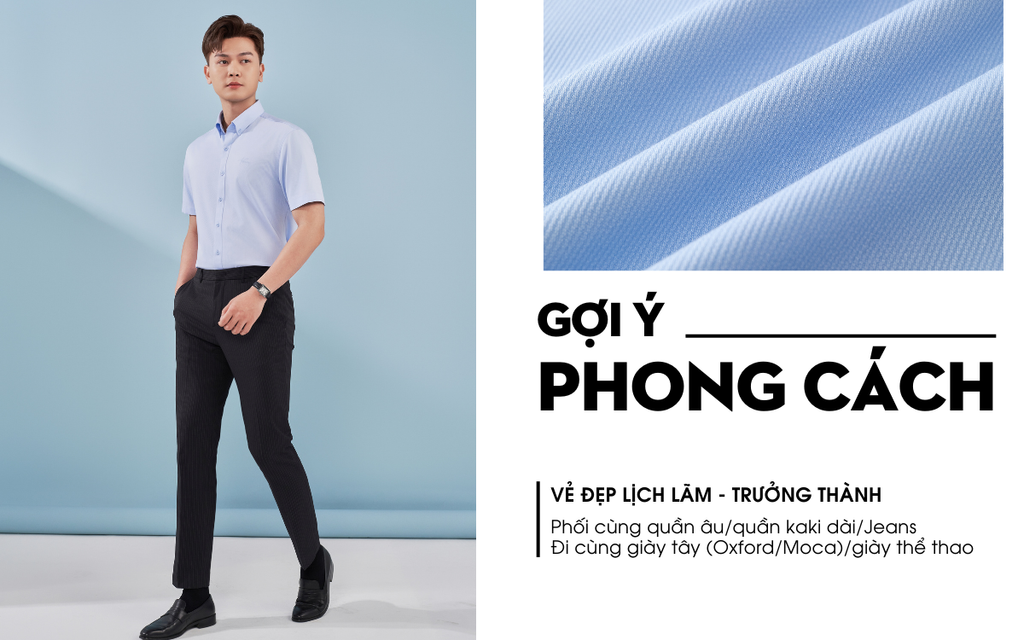 Mô tả Áo Sơ Mi Cộc Tay 8SMCB400 Biluxury Form Casual Thoải Mái Kháng Khuẩn Bền Màu - 2