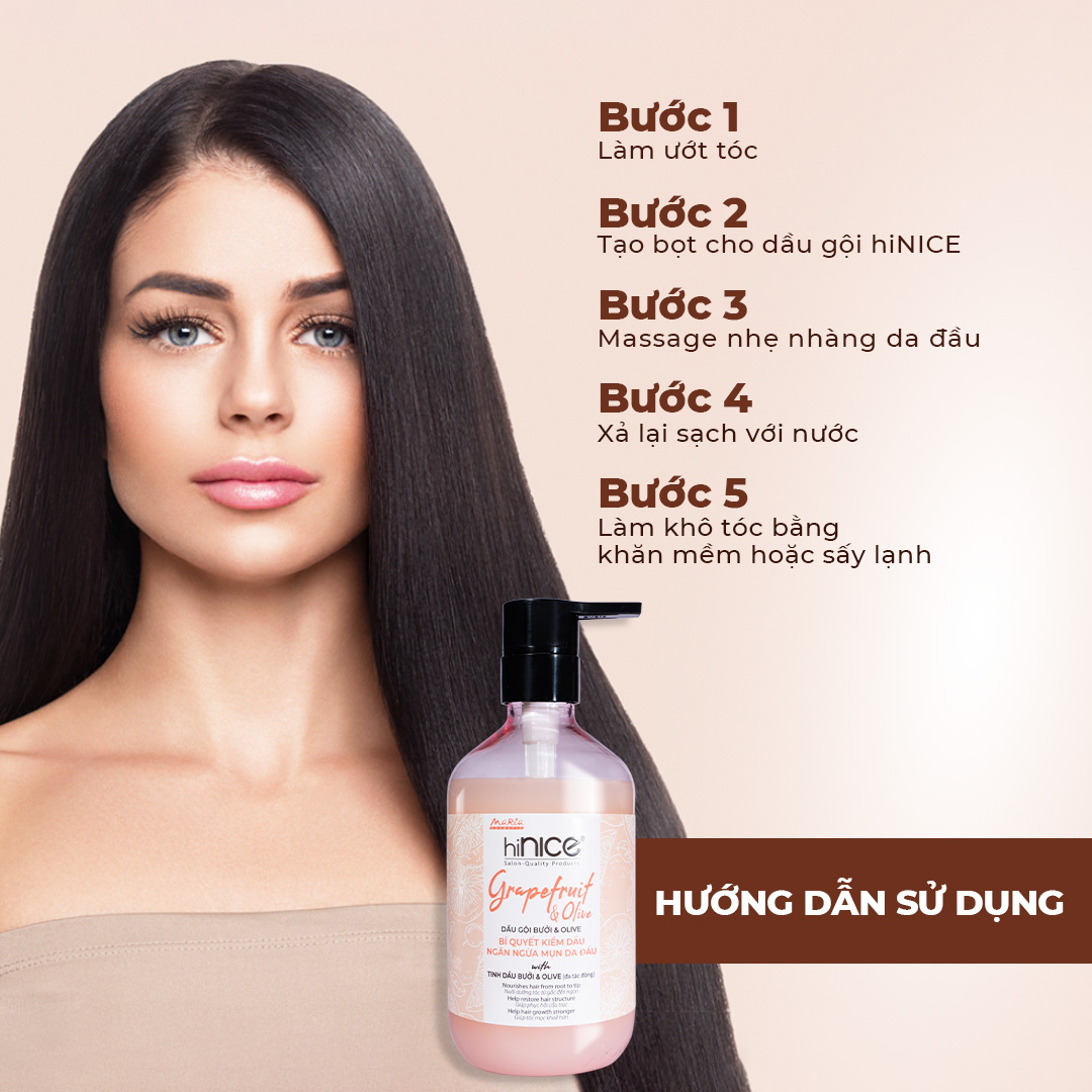 Mô tả Bộ Gội Xả Tinh Dầu Bưởi Hồng Olive hiNICE Grapefruit & Olive Shampoo Hỗ Trợ Giảm Mụn Da Đầu - 4
