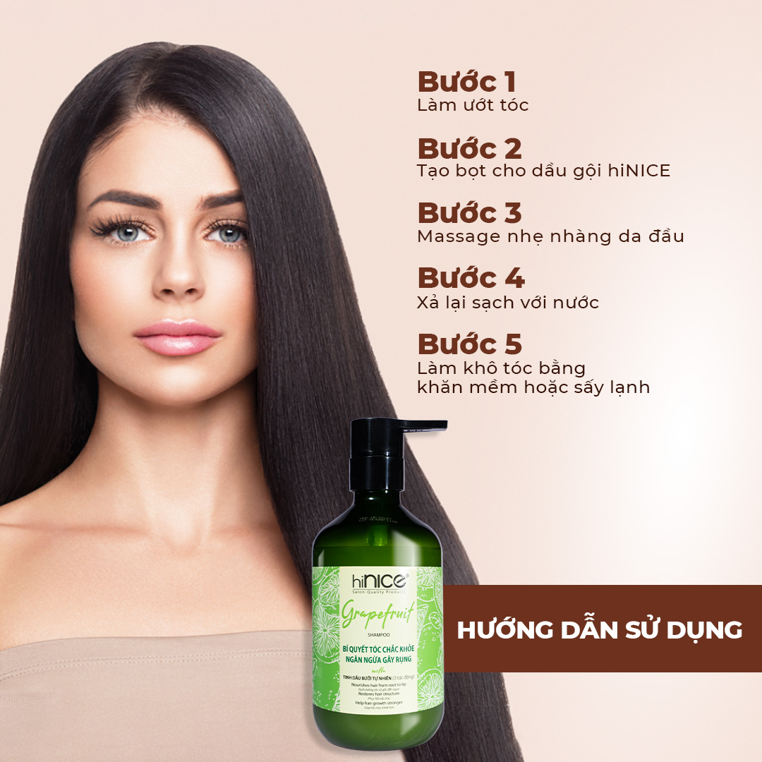 Mô tả Dầu Gội Bưởi Hỗ Trợ Mọc Tóc Giảm Gãy Rụng Chẻ Ngọn hiNICE Grapefruit Shampoo - 4