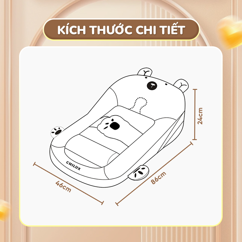 Mô tả Gối chống trào ngược cho bé gấu trắng Chilux - Thiết kế 3 nấc nghiêng tuỳ chỉnh, gối định hình - 10
