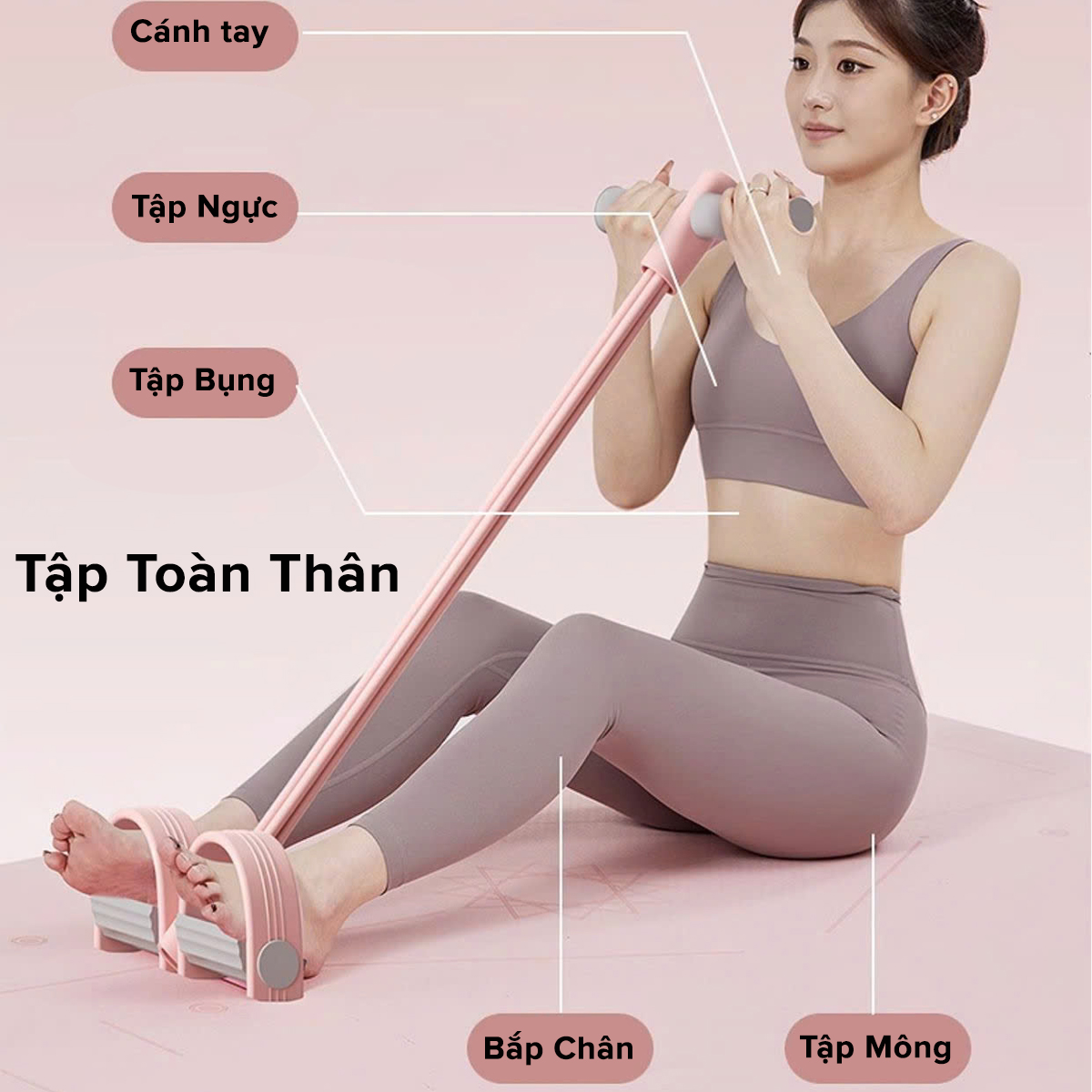 Mô tả Dây Tập Bụng - Dây Kéo Đàn Hồi Kháng Lực 6 Ống Cao Su, 4 Ống Dây Tummy Trimmer Tập Gym Tại Nhà Hãng Amalife - 6