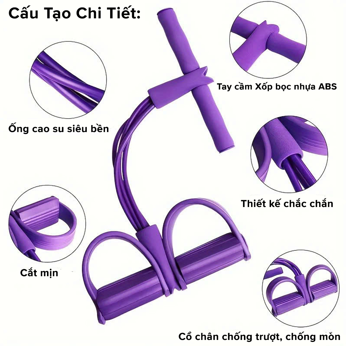 Mô tả Dây Tập Bụng - Dây Kéo Đàn Hồi Kháng Lực 6 Ống Cao Su, 4 Ống Dây Tummy Trimmer Tập Gym Tại Nhà Hãng Amalife - 8